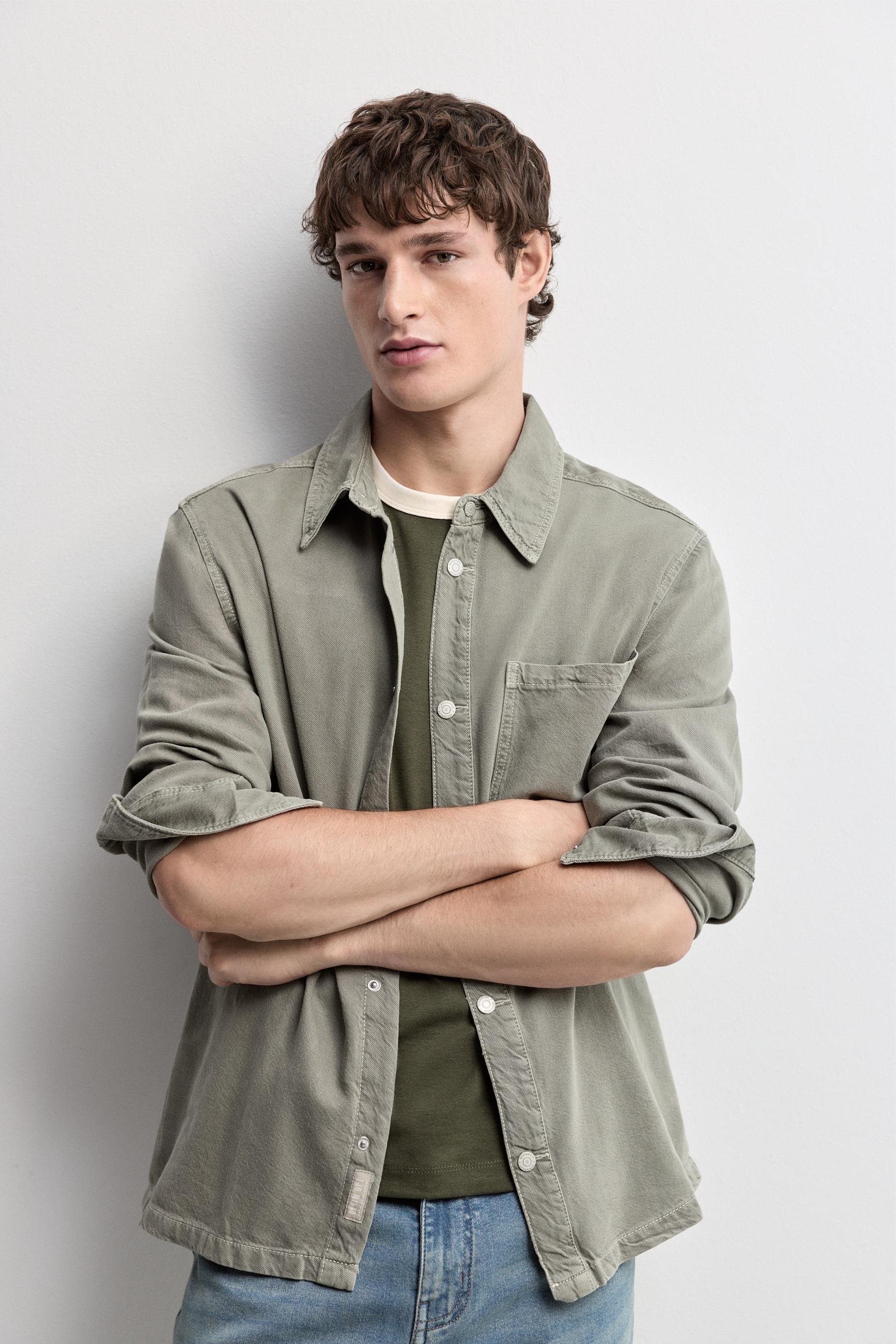 Lightweight denim overshirt — GREEN