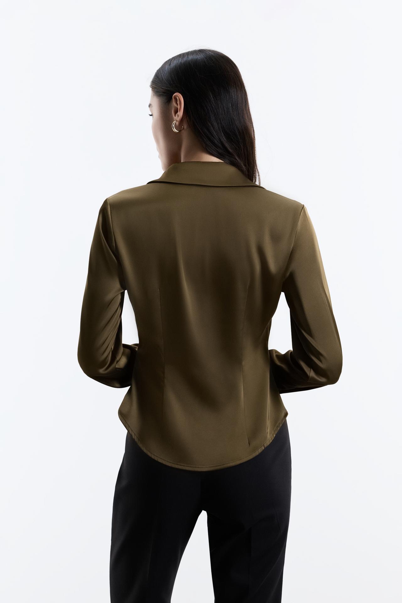 Satin shirt — KHAKI