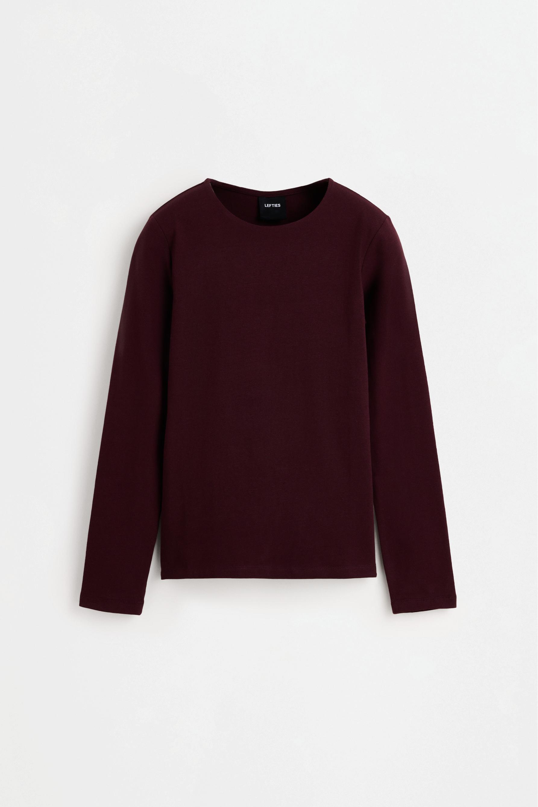 Round neck long sleeve T-shirt — MAROON