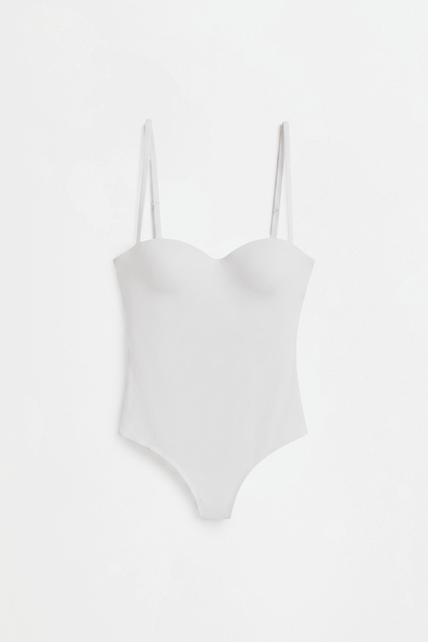 Pre-shaped bodysuit with removable straps — WHITE