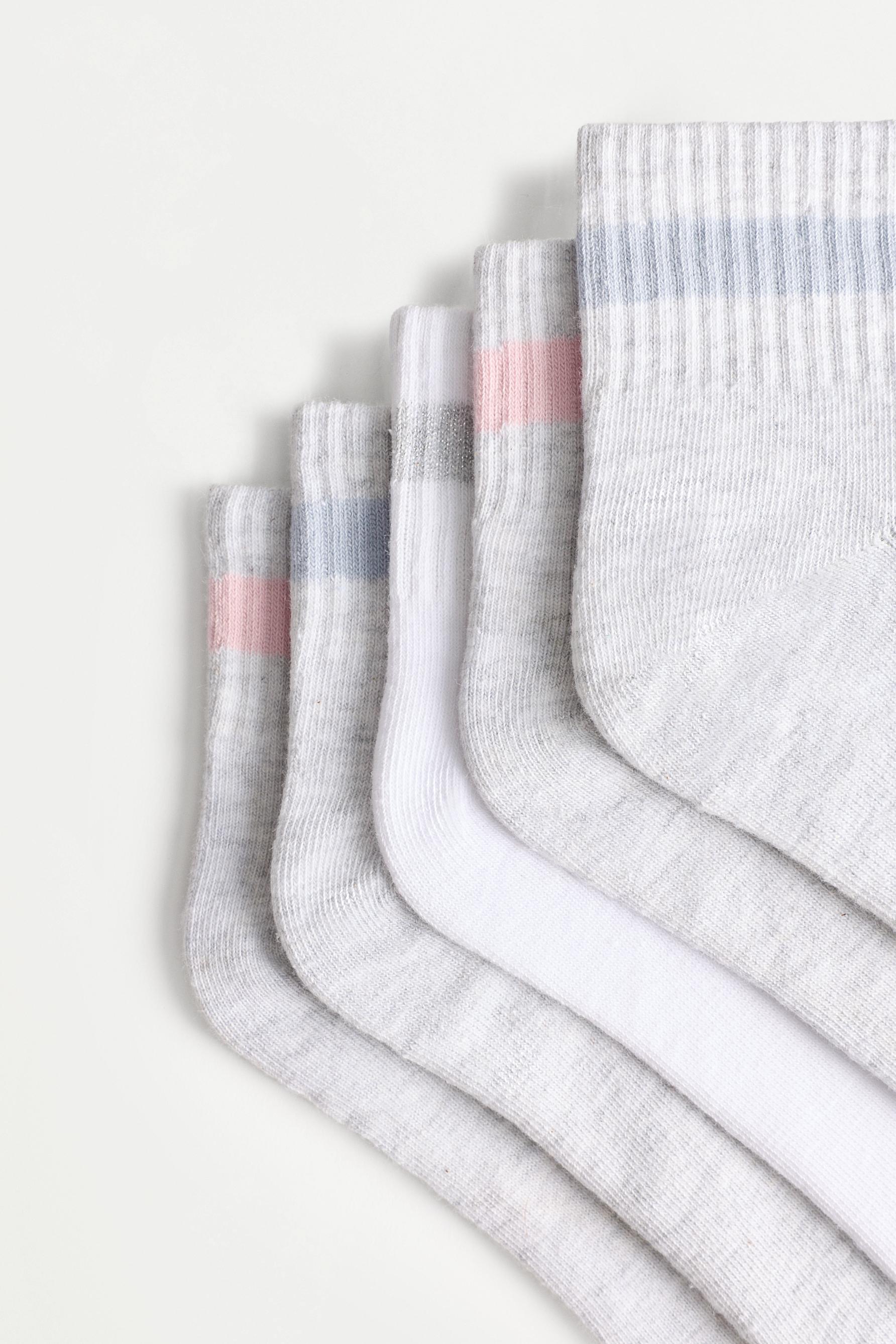 Striped ankle socks (5-pack) — GREY MARL