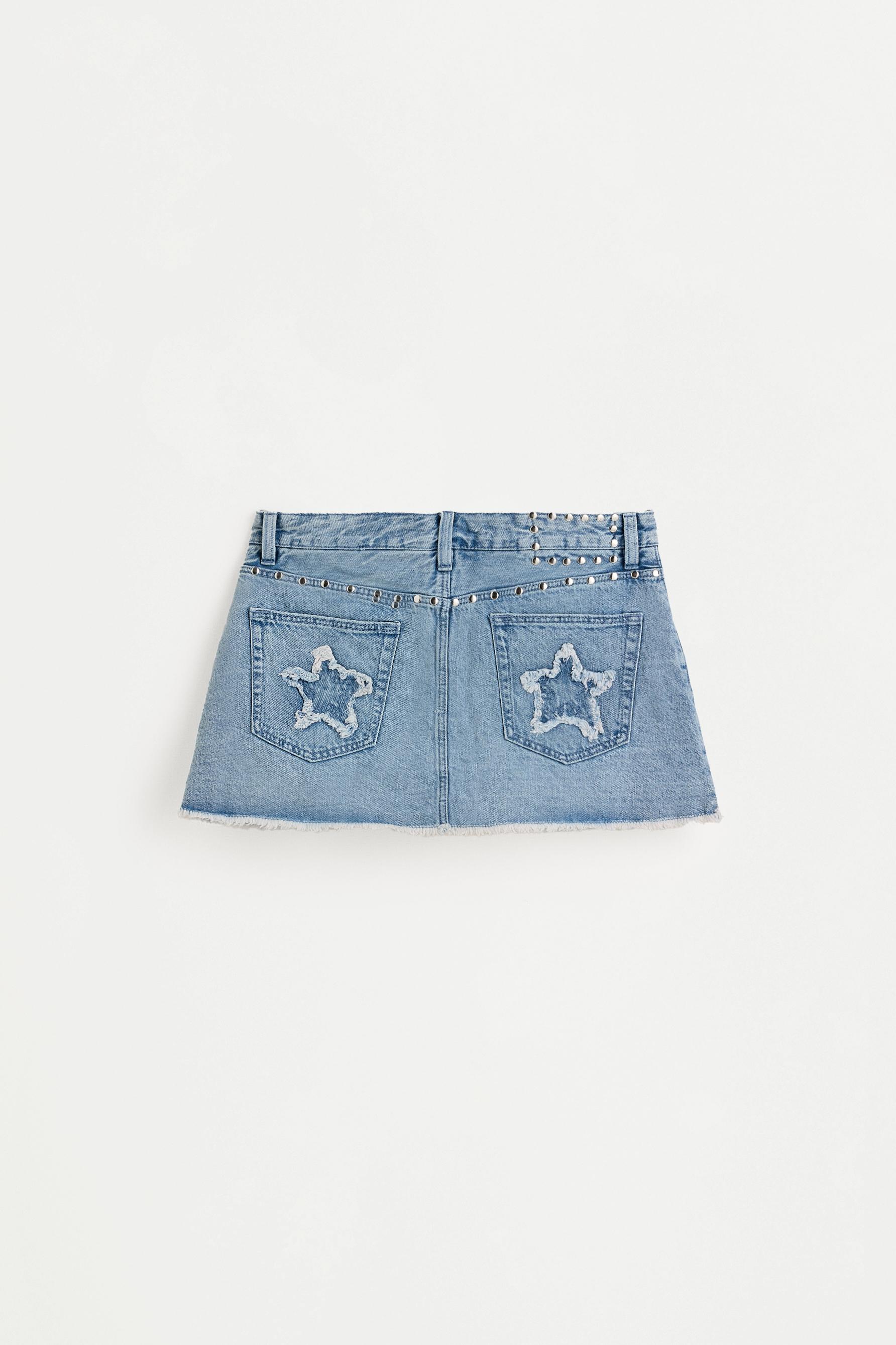 Studded denim skirt — INDIGO