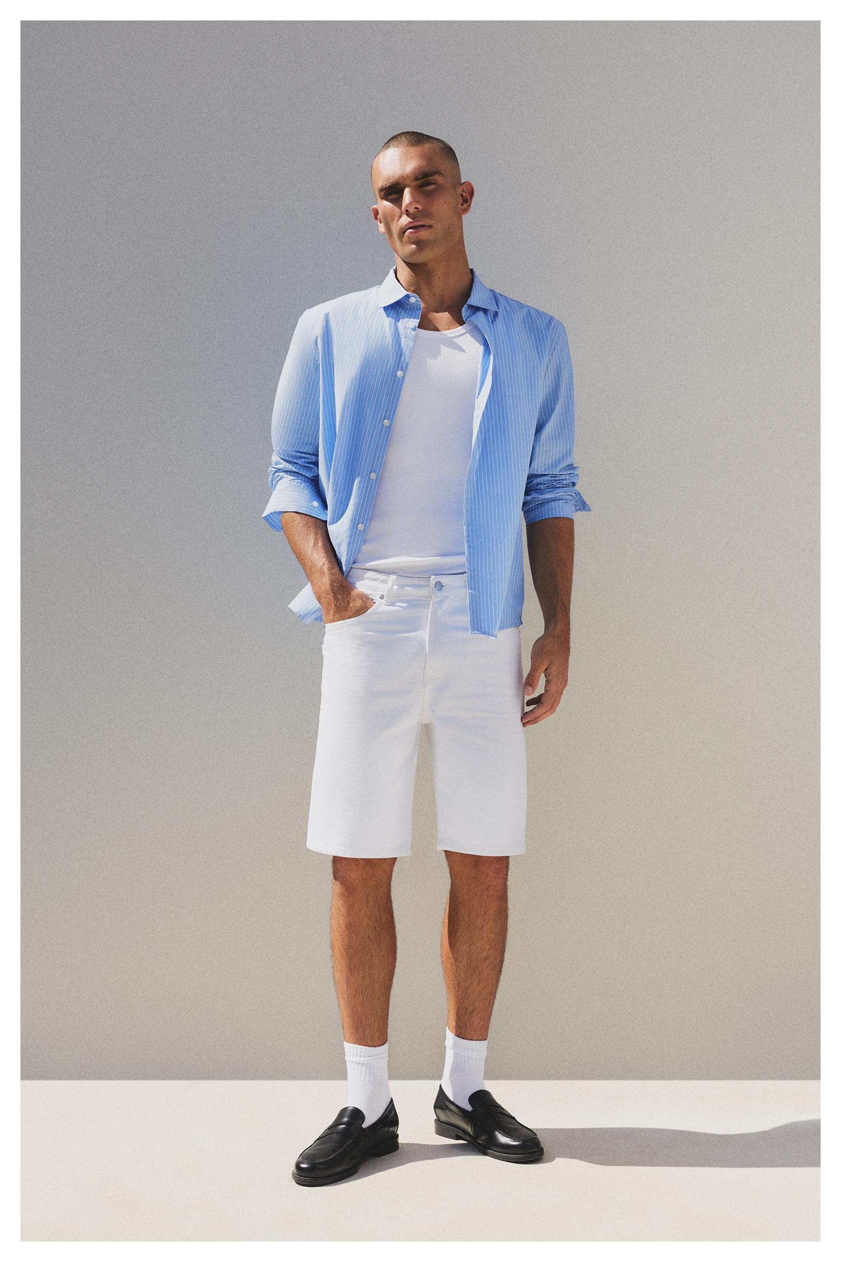 Regular fit denim Bermuda shorts — WHITE