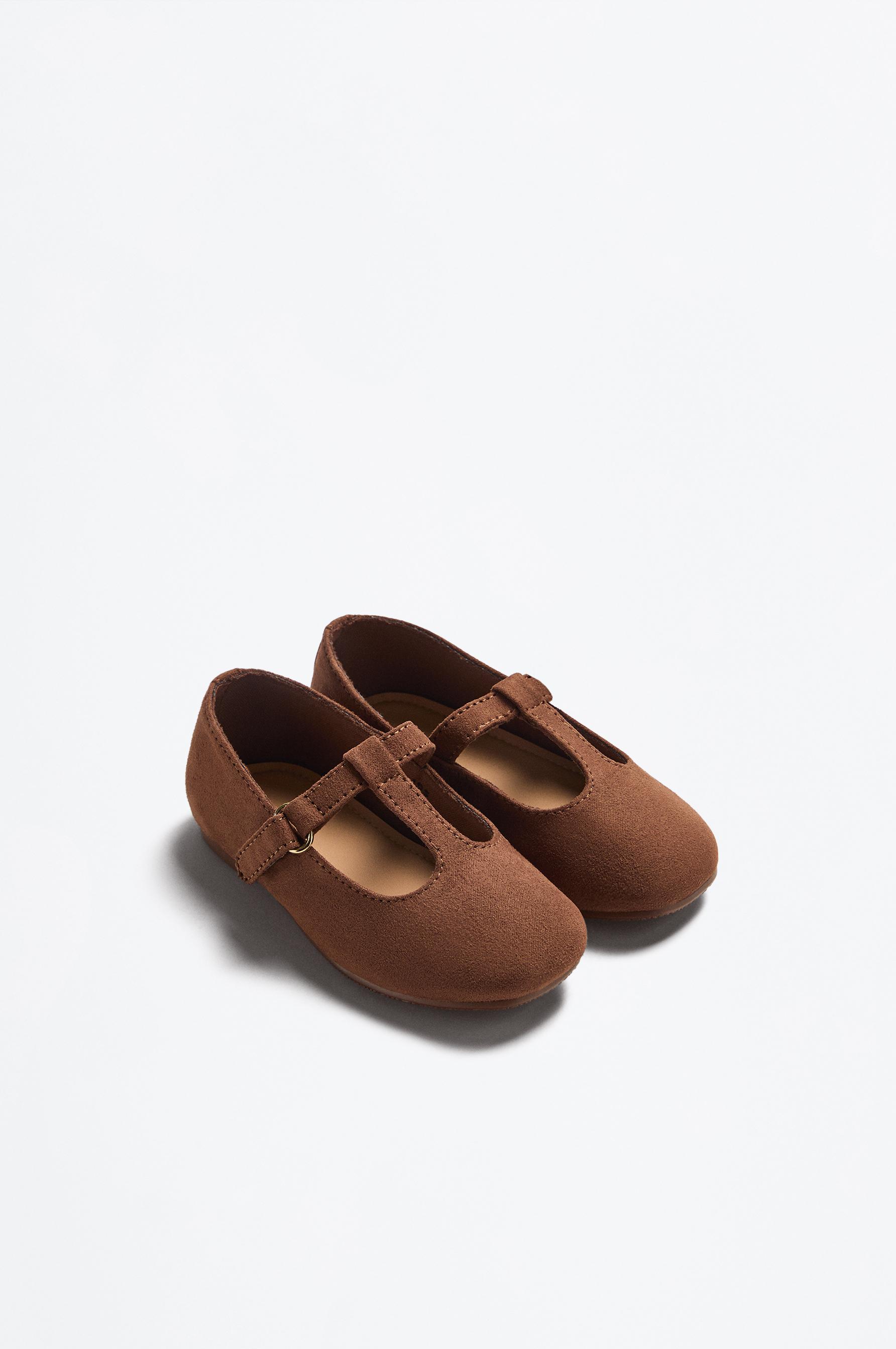T-bar ballet flat — BROWN