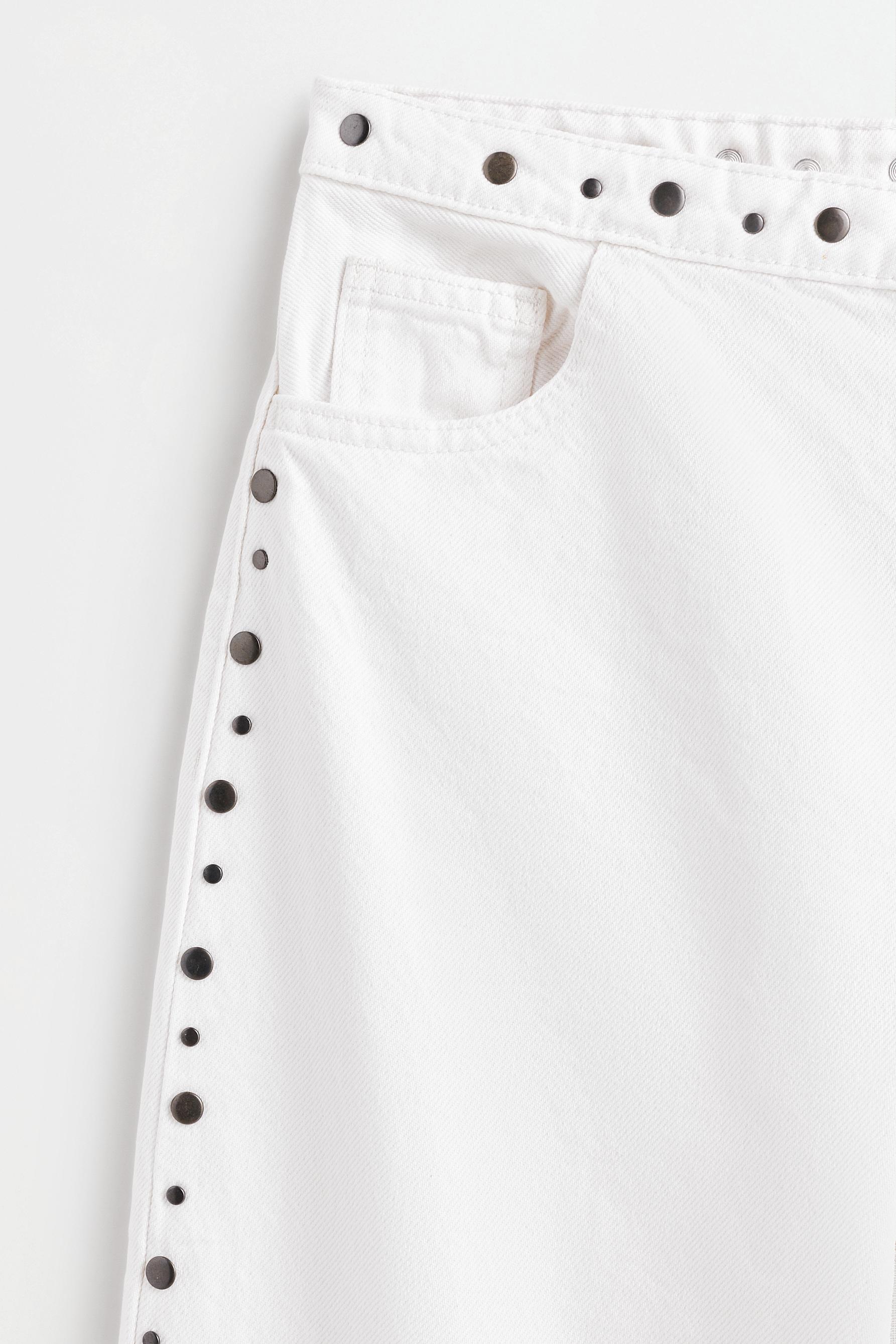 Studded wide-leg jeans — BEIGE