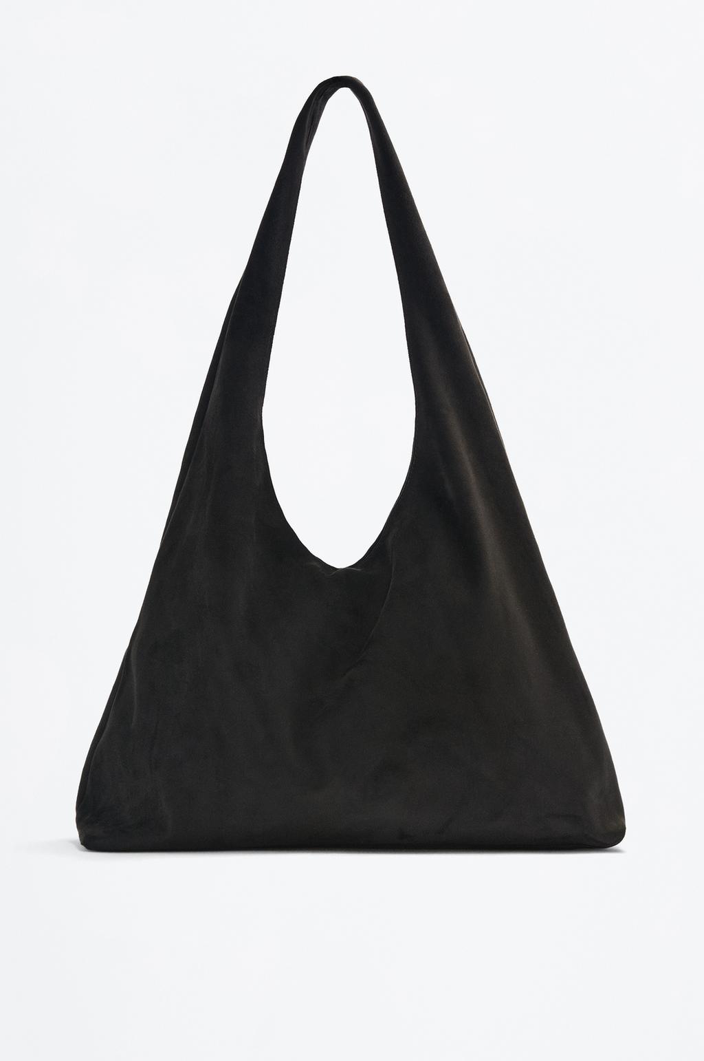 Faux suede bucket shopper bag