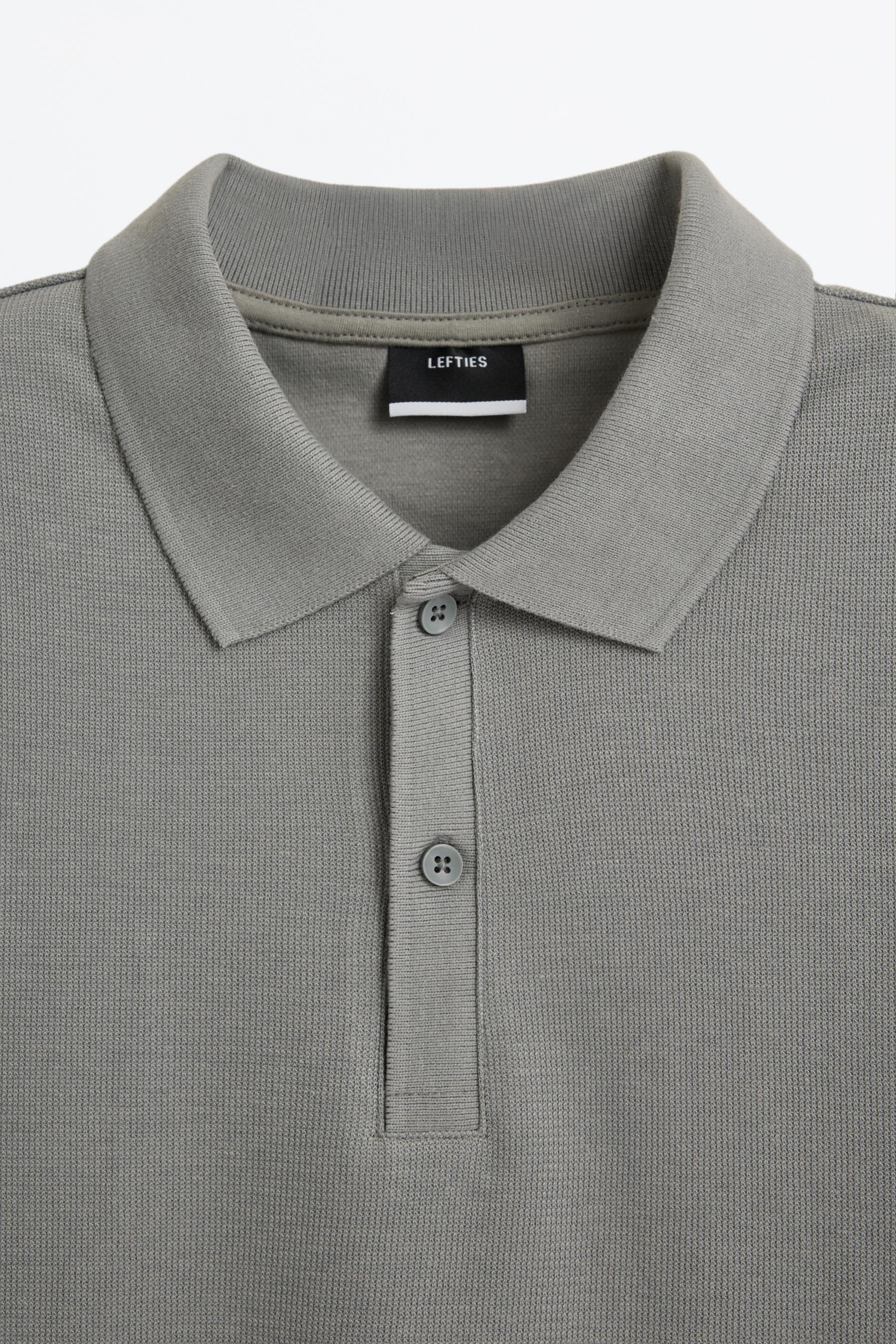Basic textured polo shirt — BLUE GREY