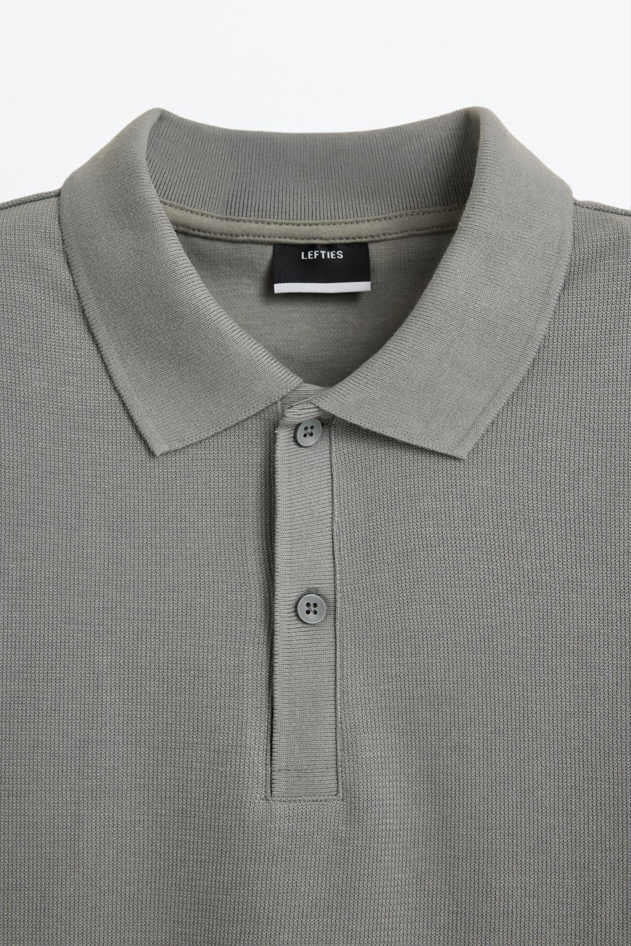 Basic textured polo shirt — BLUE GREY