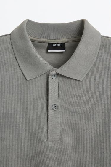Basic textured polo shirt — BLUE GREY 9
