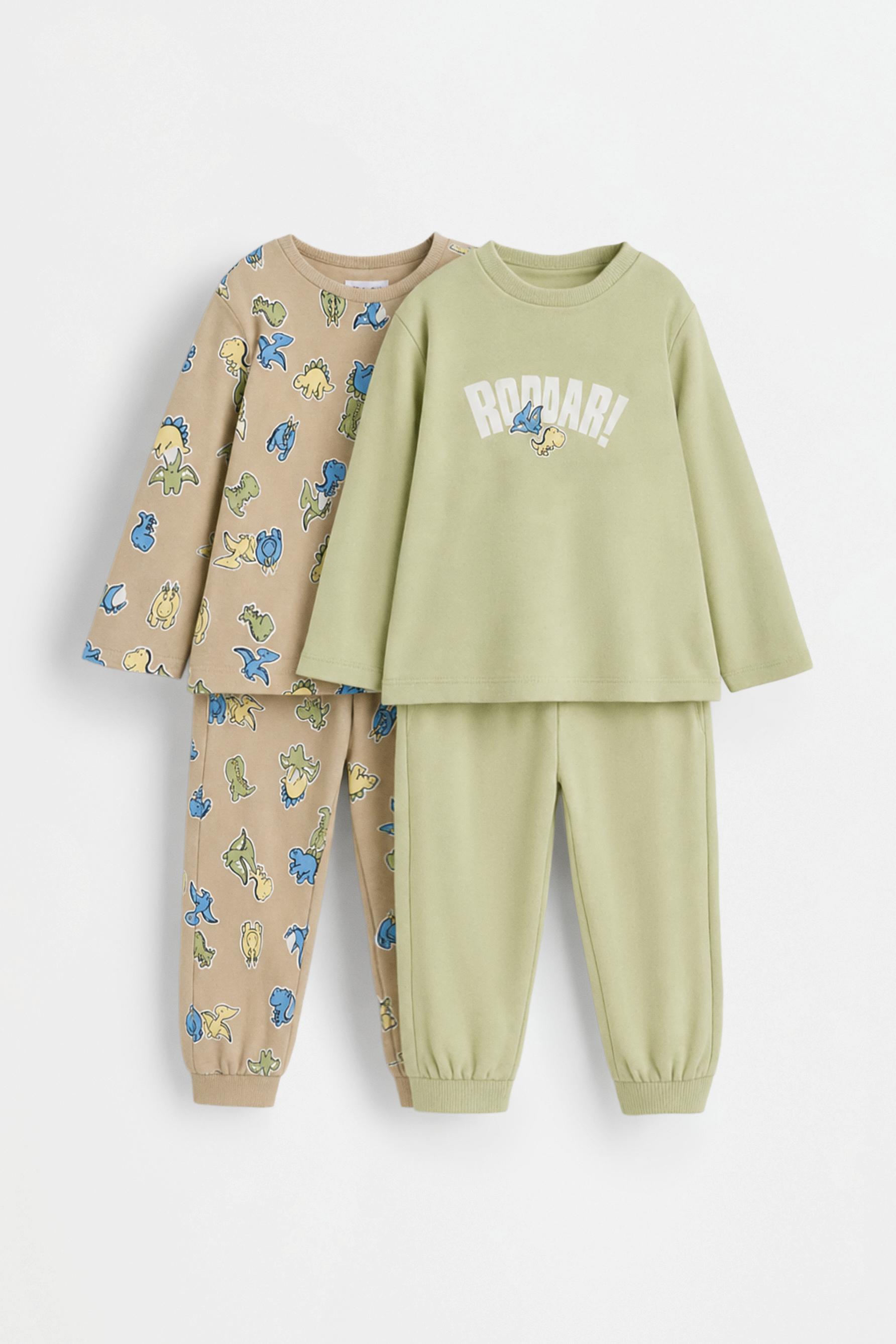 Pack of 2 printed long pyjamas — MEDIUM GREEN