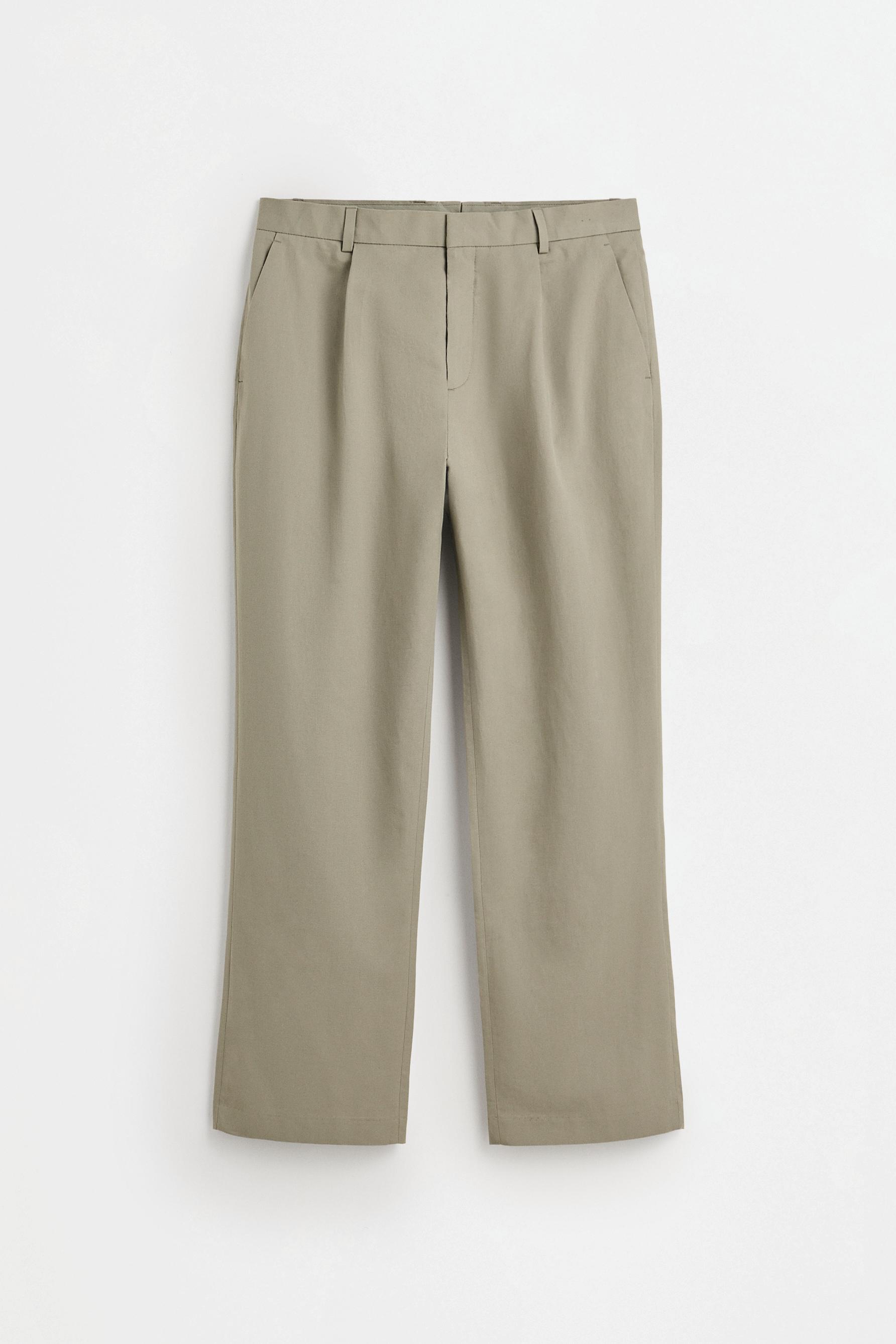 Cotton-linen pleated trousers — GREEN