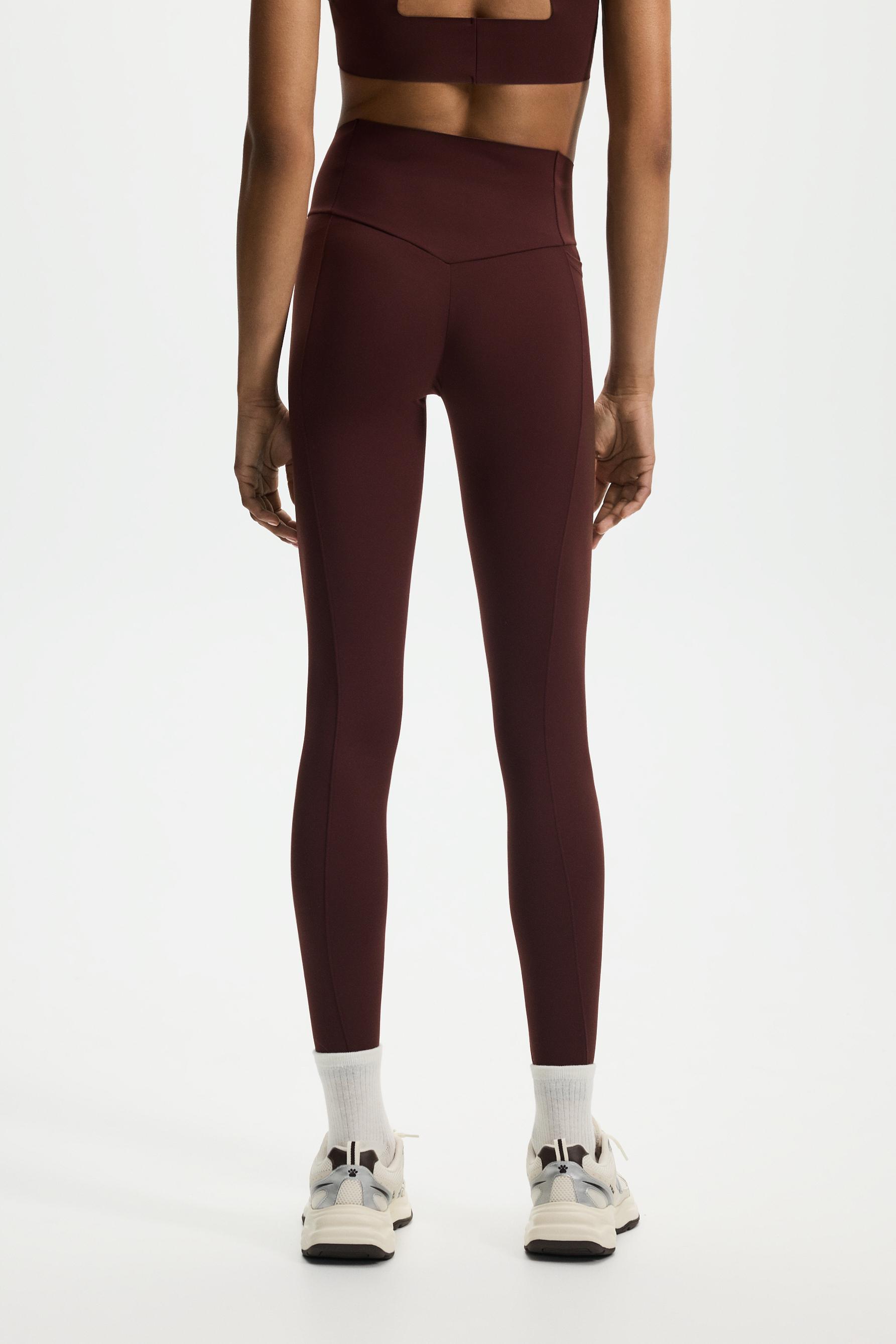 Shaping effect sports leggings — WINE
