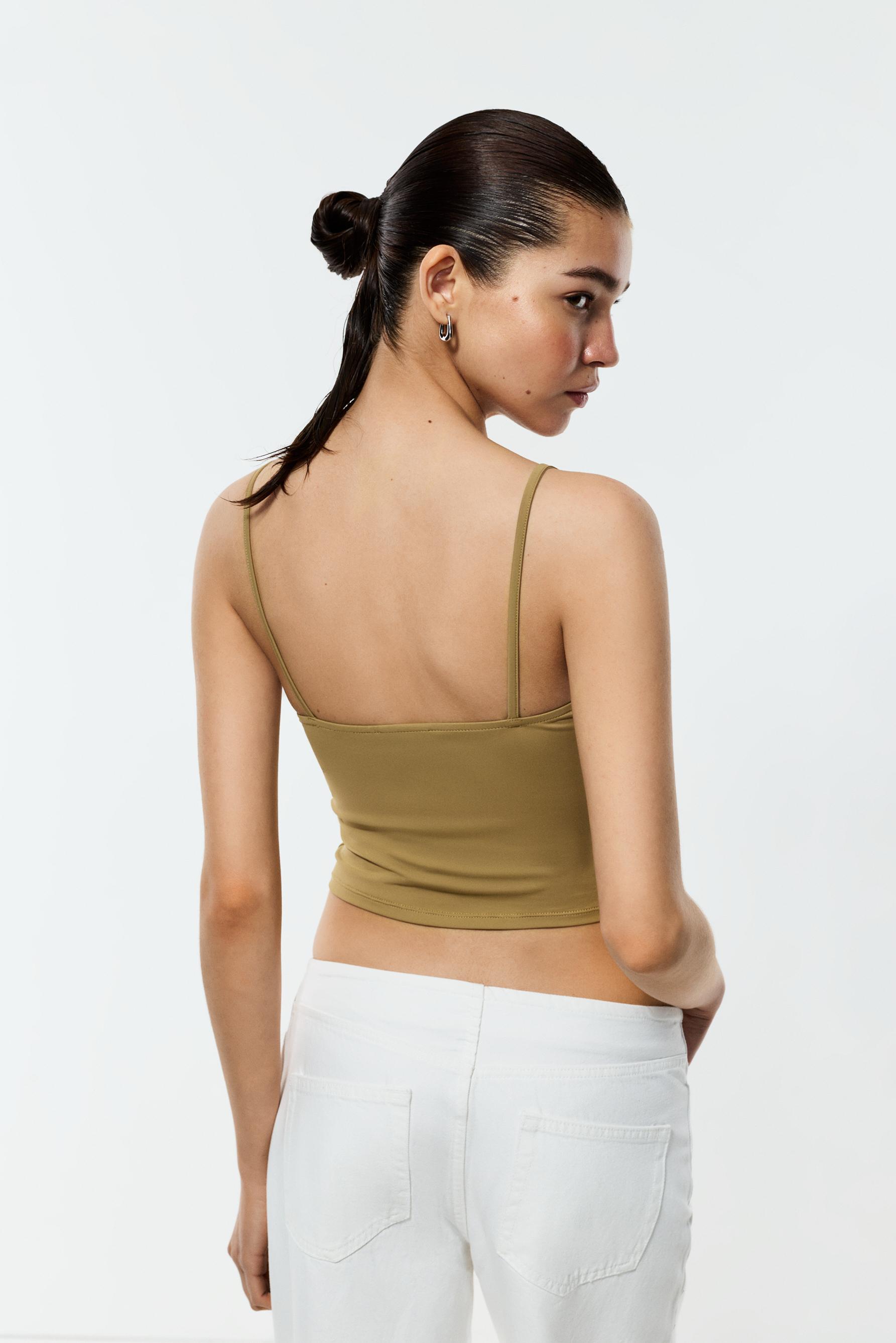 Polyamide strap top — BEIGE