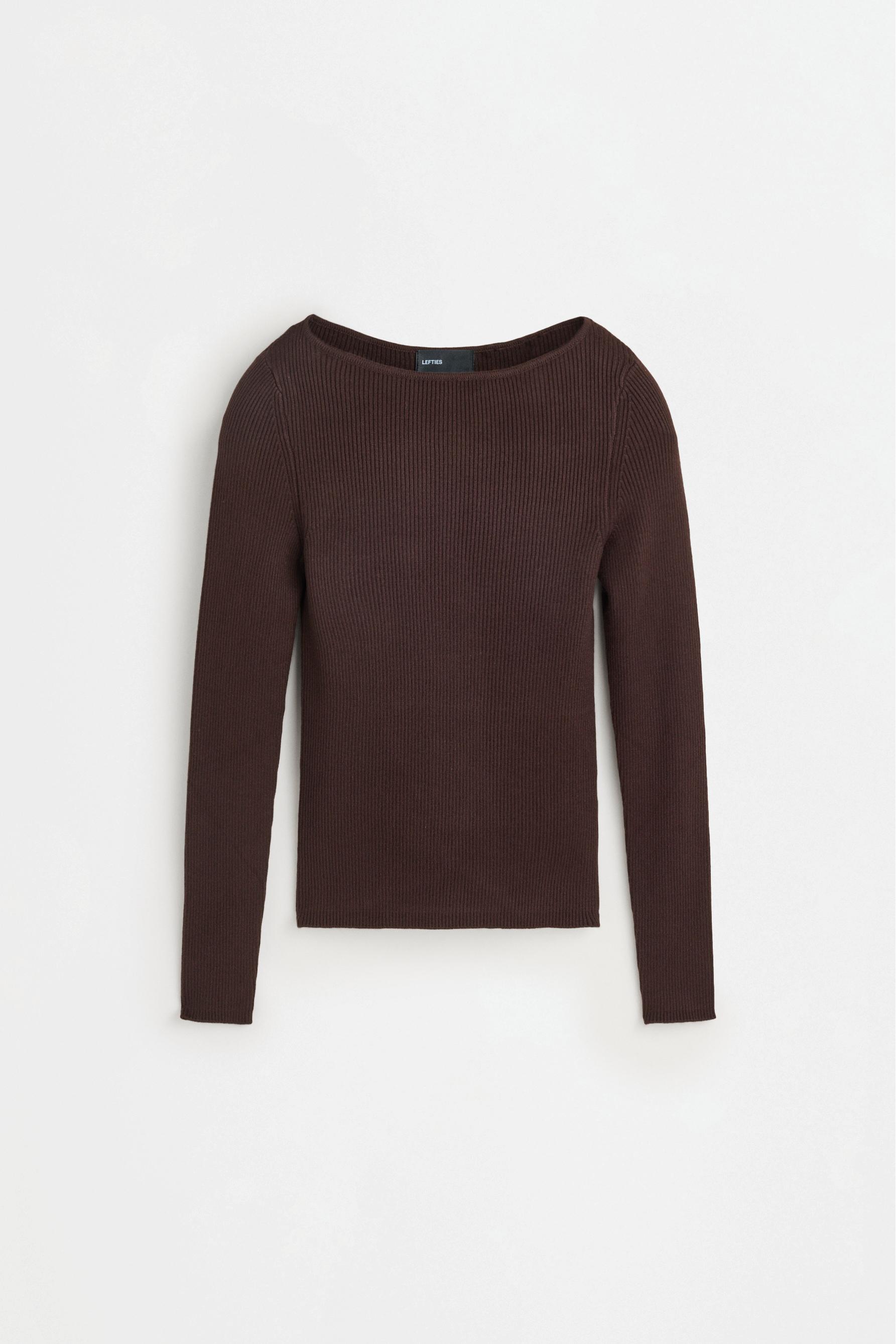 Basic rib sweater — BROWN