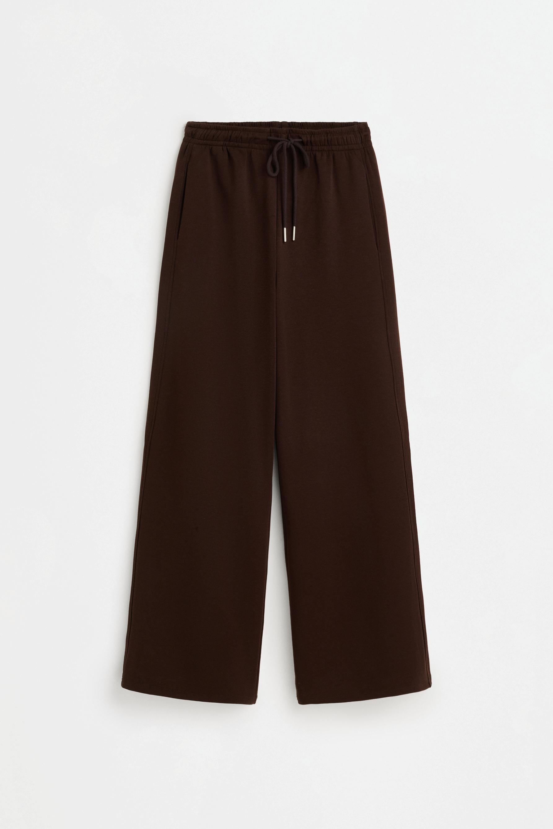 Basic wide-leg tracksuit trousers — CHOCOLATE