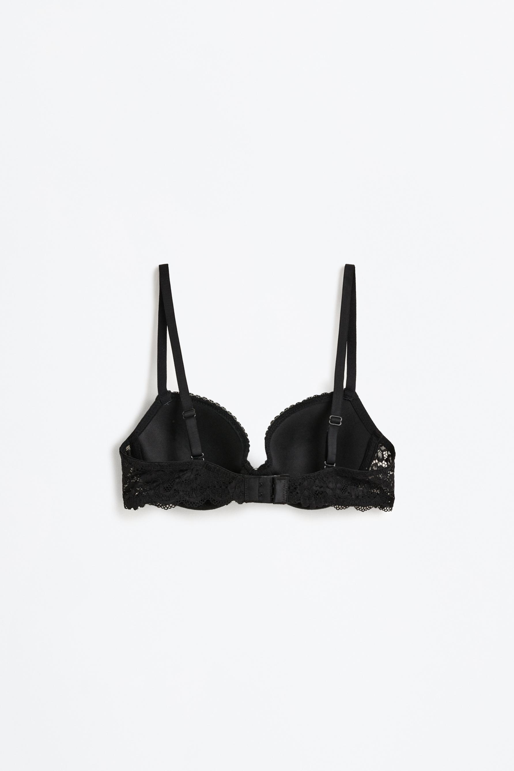 Pack of 2 classic ribbed bras - lace — BLACK