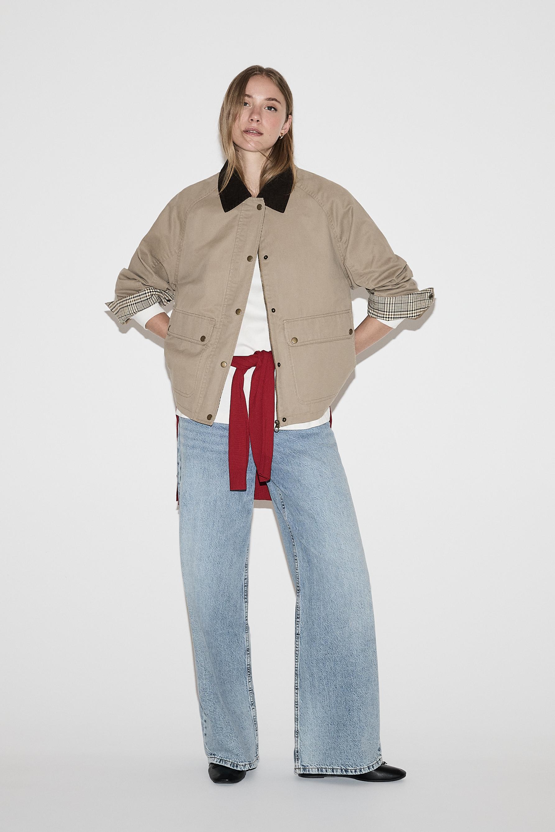 Waxed corduroy collar jacket — BEIGE