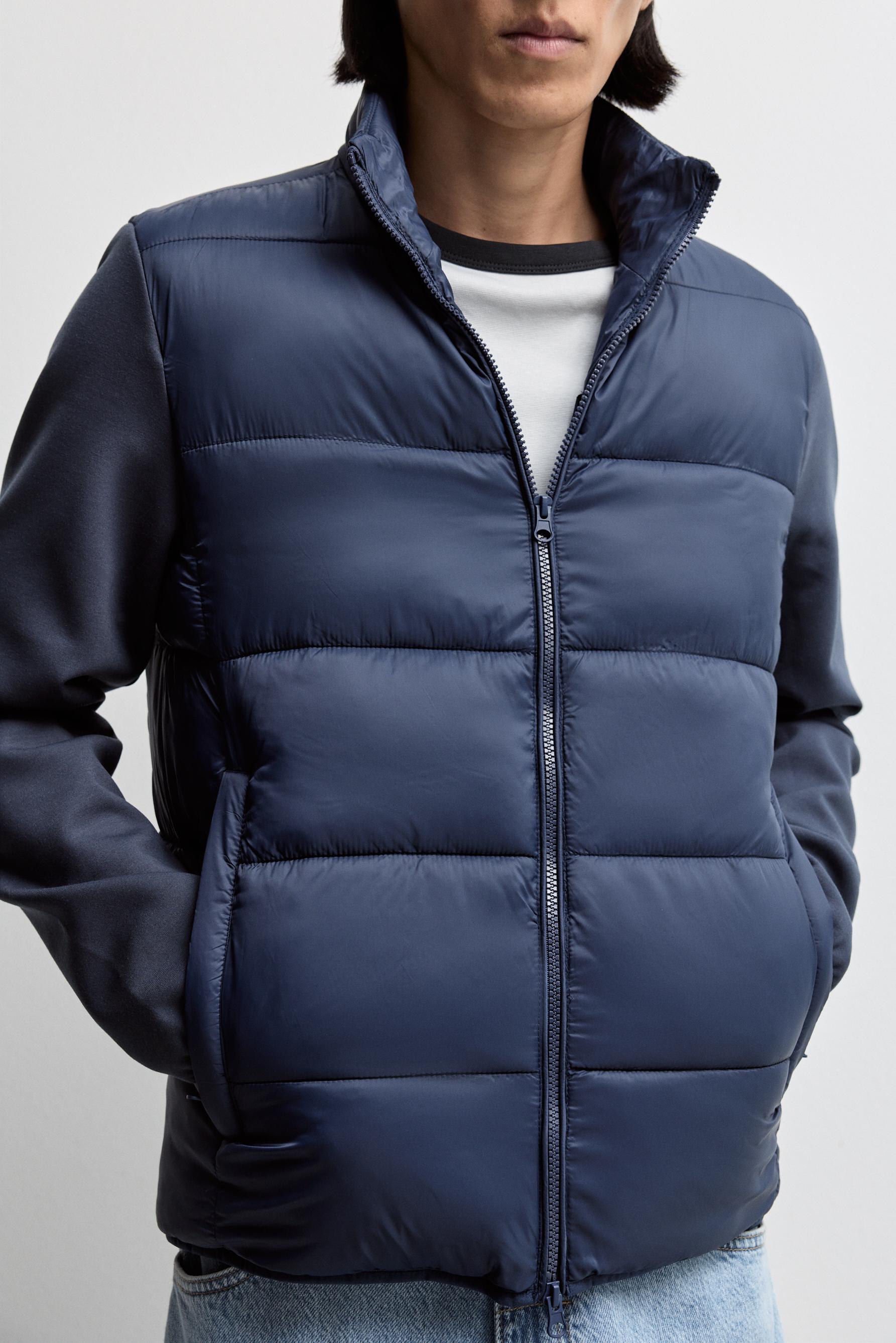 Quilted jacket with interlock sleeves — BLUE