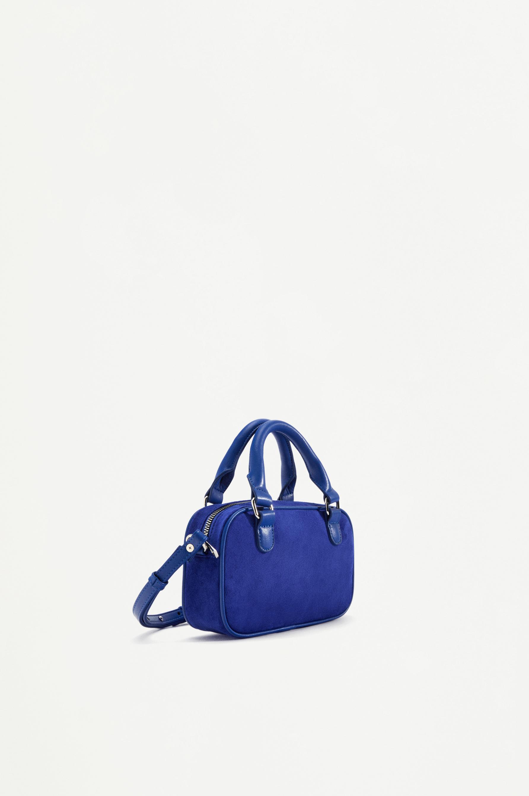 Faux suede mini bowling bag — BLUE