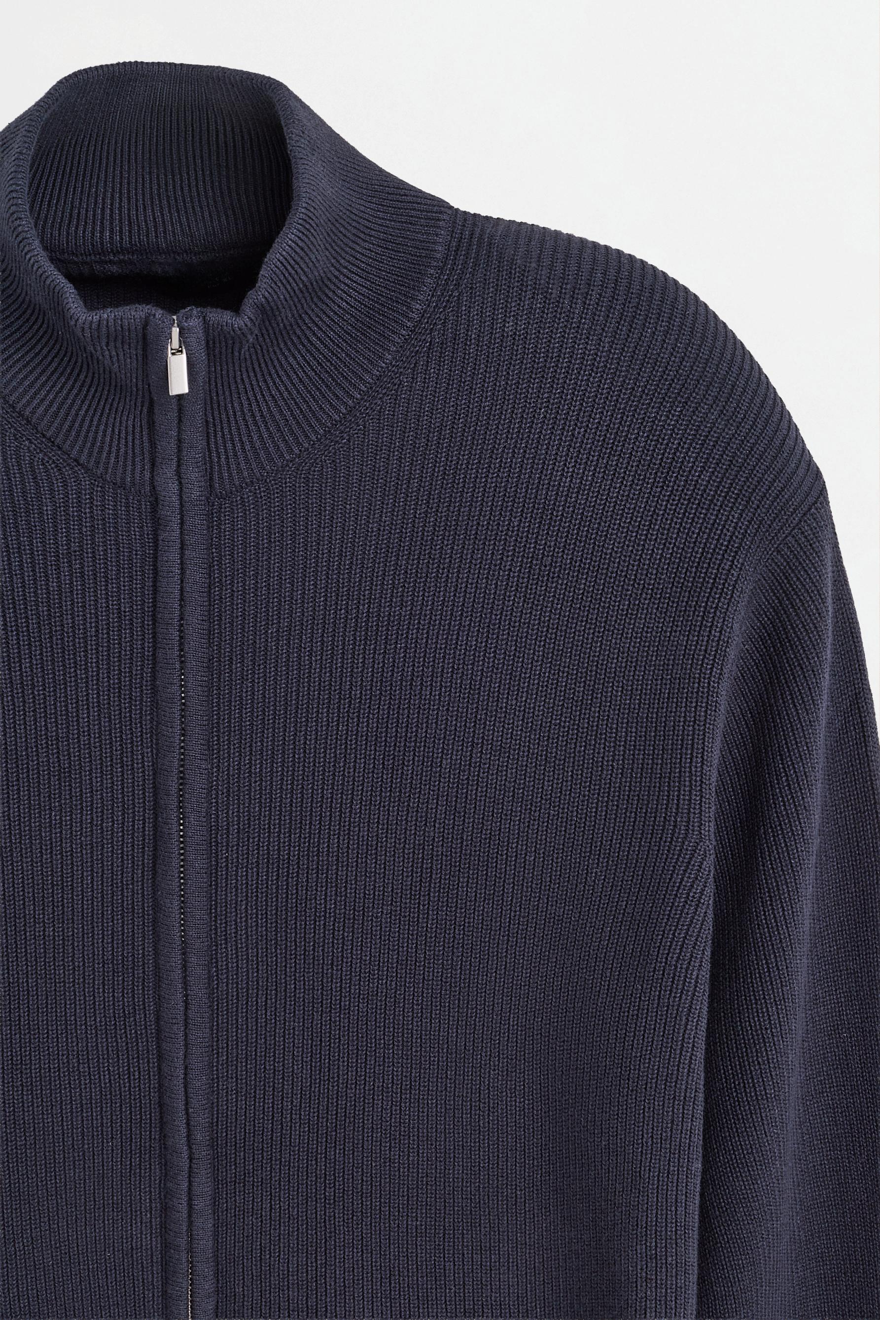 Zip-up knit cardigan — NAVY