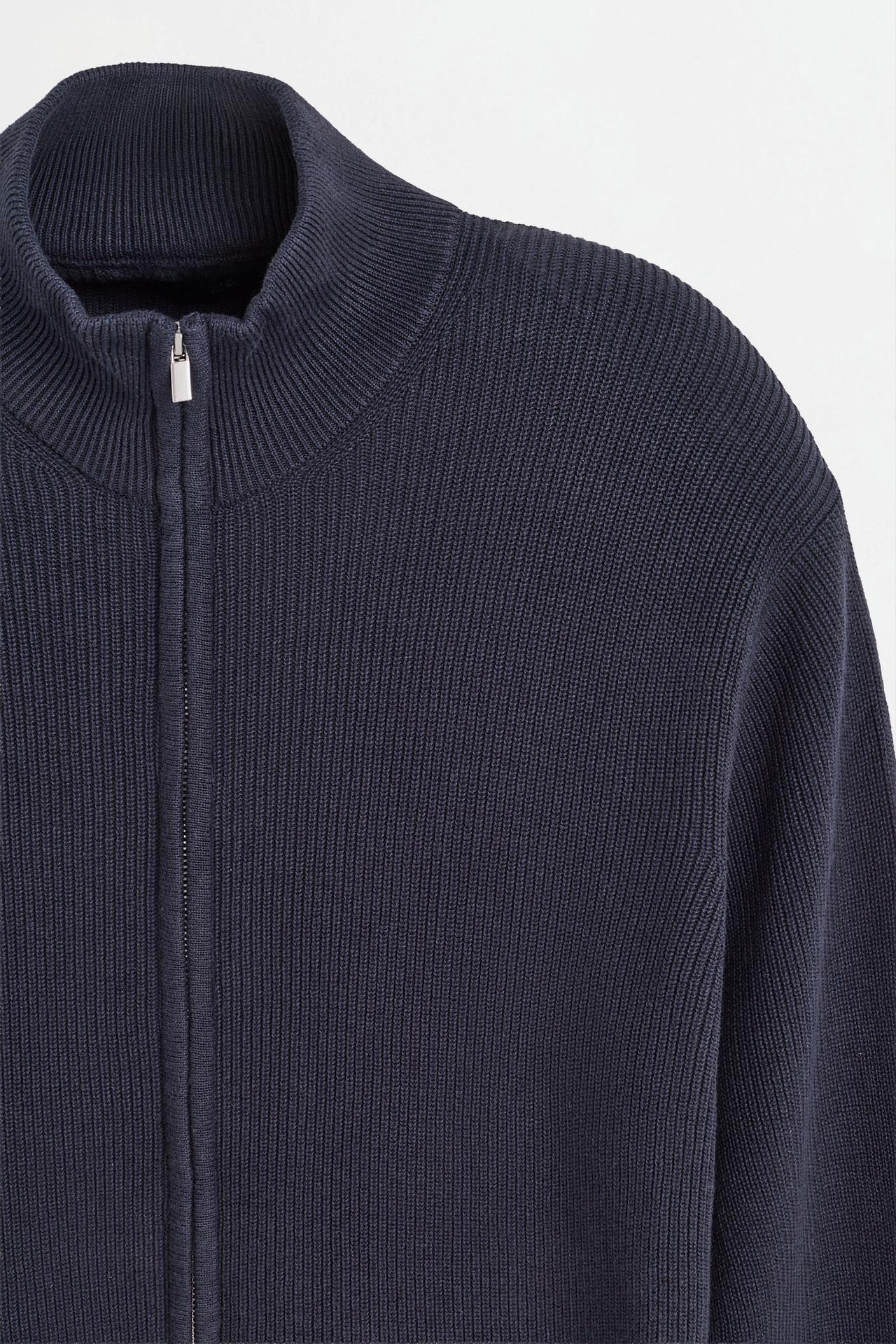 Zip-up knit cardigan — NAVY