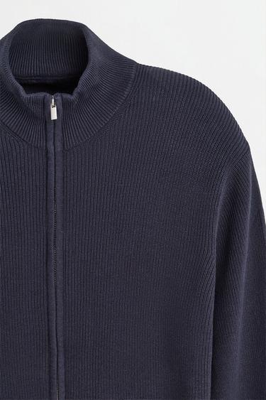 Zip-up knit cardigan — NAVY 7