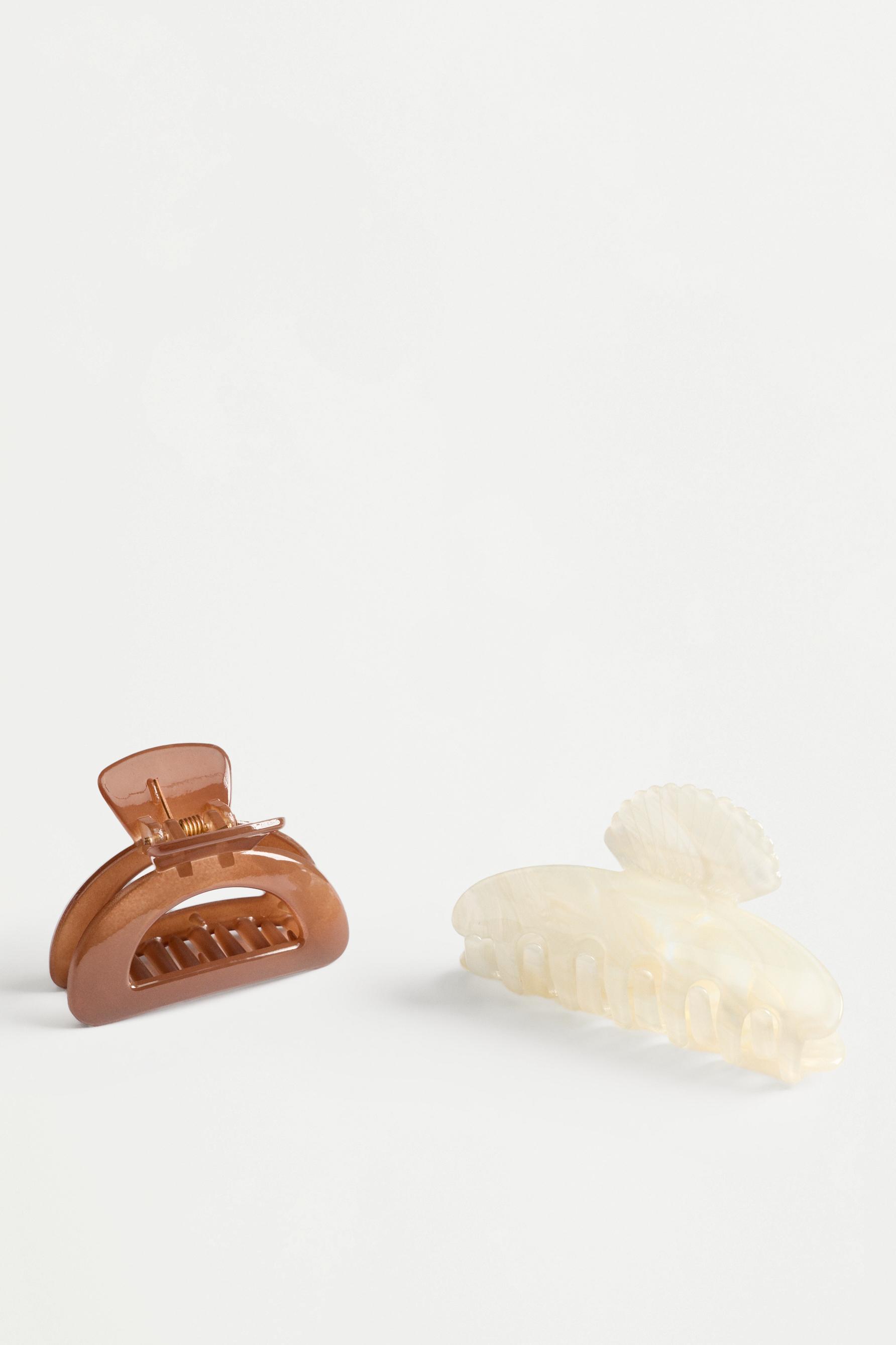 Mixed hair clips (2-pack) — ECRU