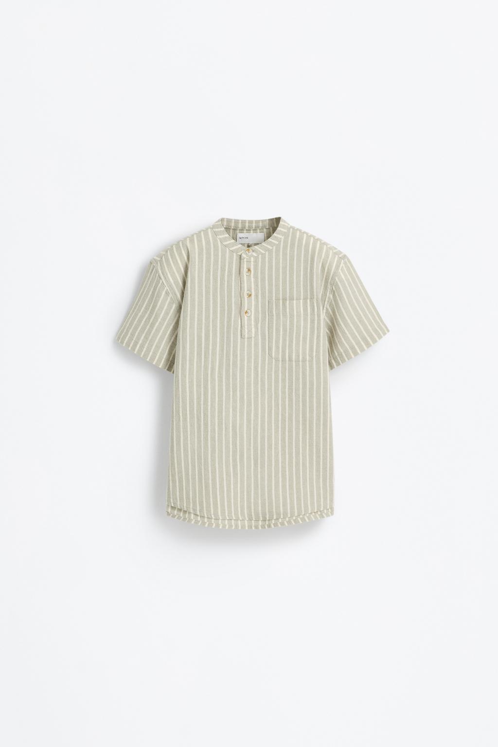 Buttoned shirt with stand collar
