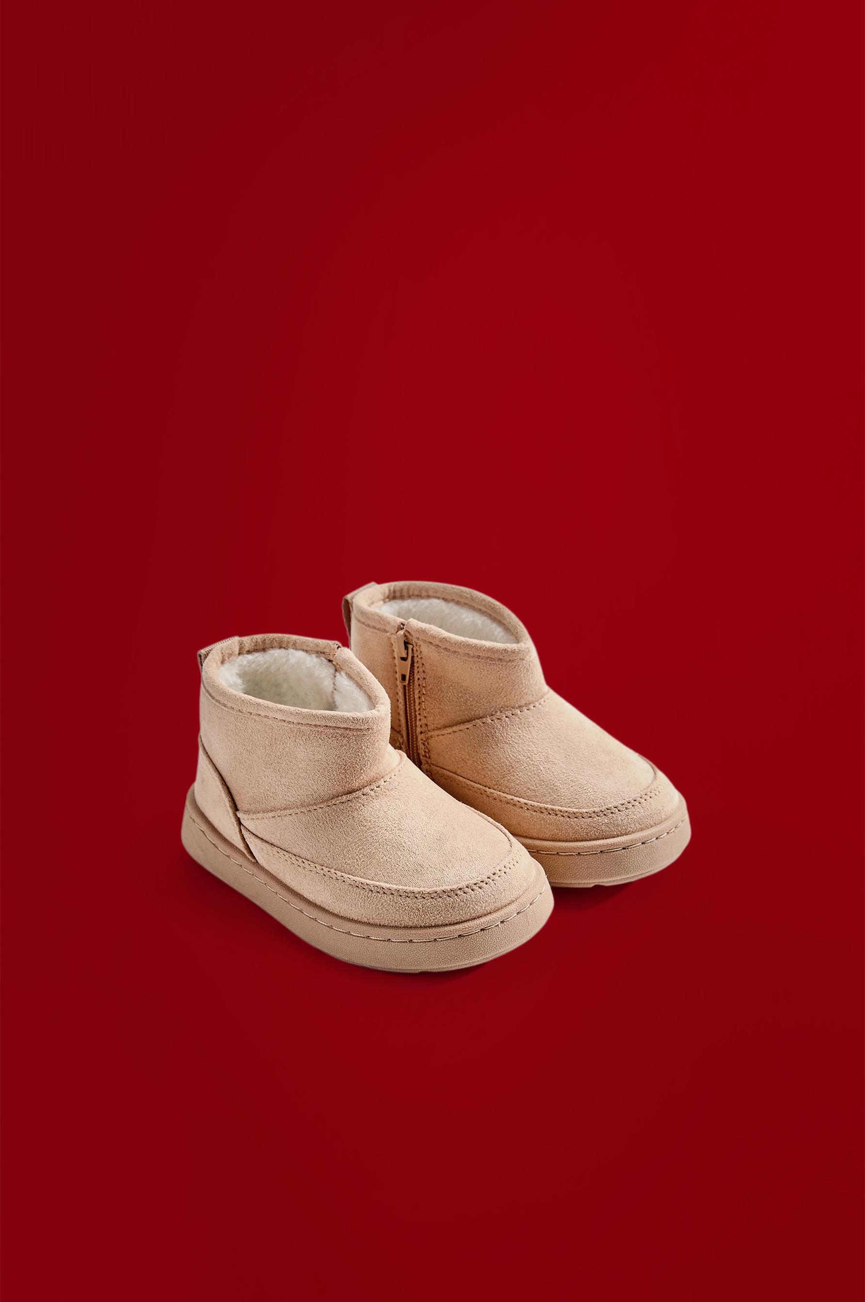 Lined faux fur boot — LEATHER