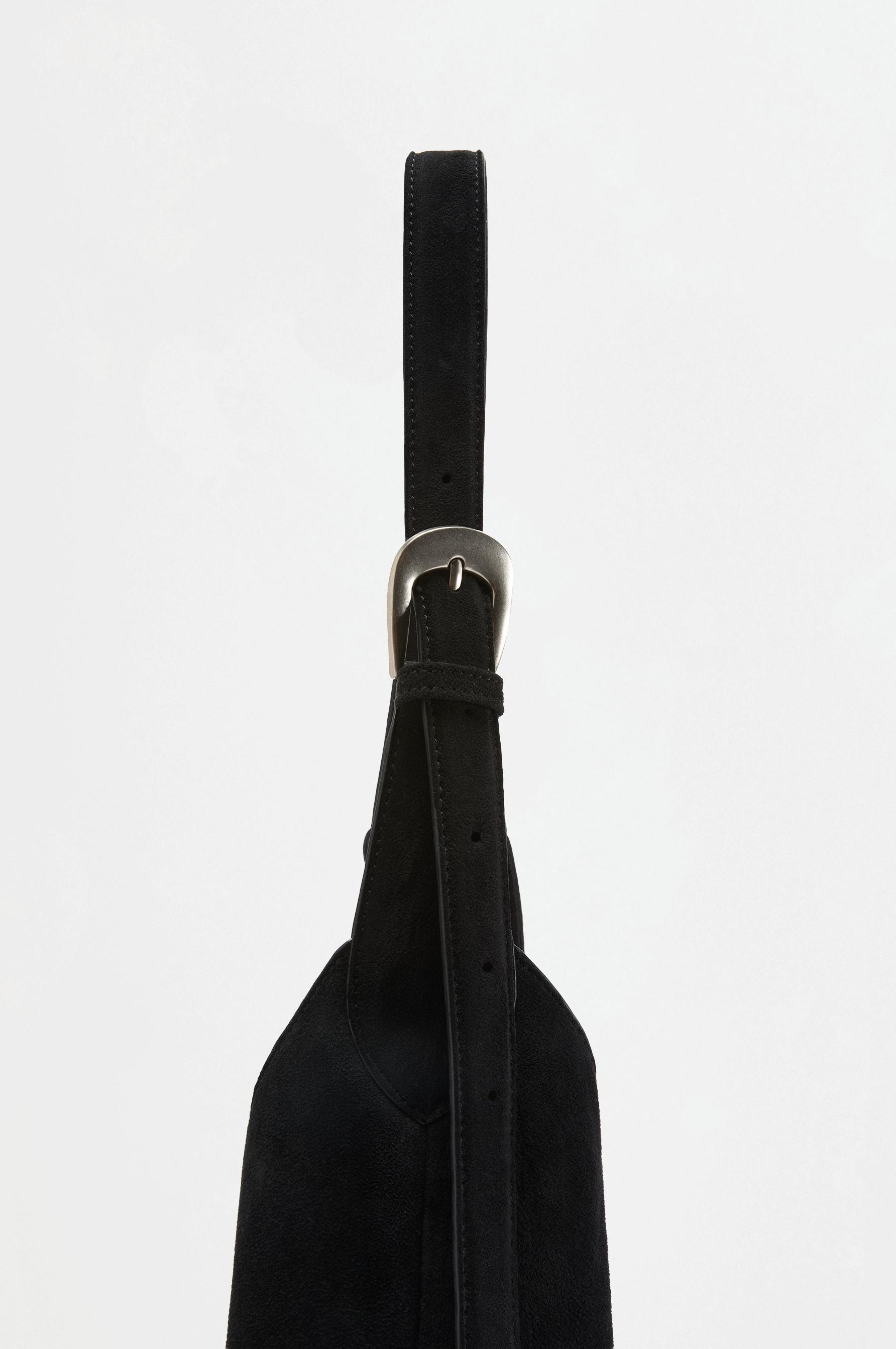 Faux suede shopper bag — BLACK
