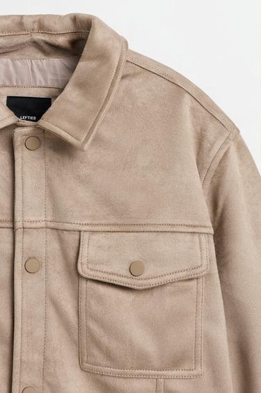 Faux suede trucker jacket — GREY 7