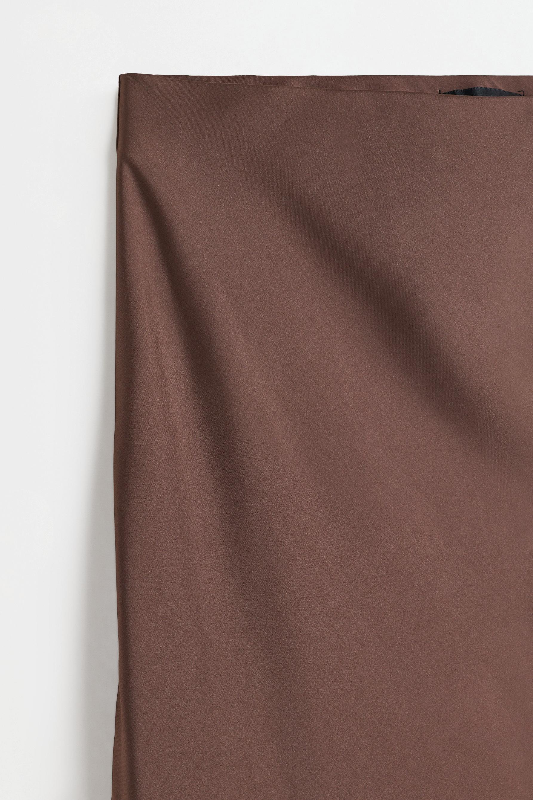 Satin midi skirt — BROWN