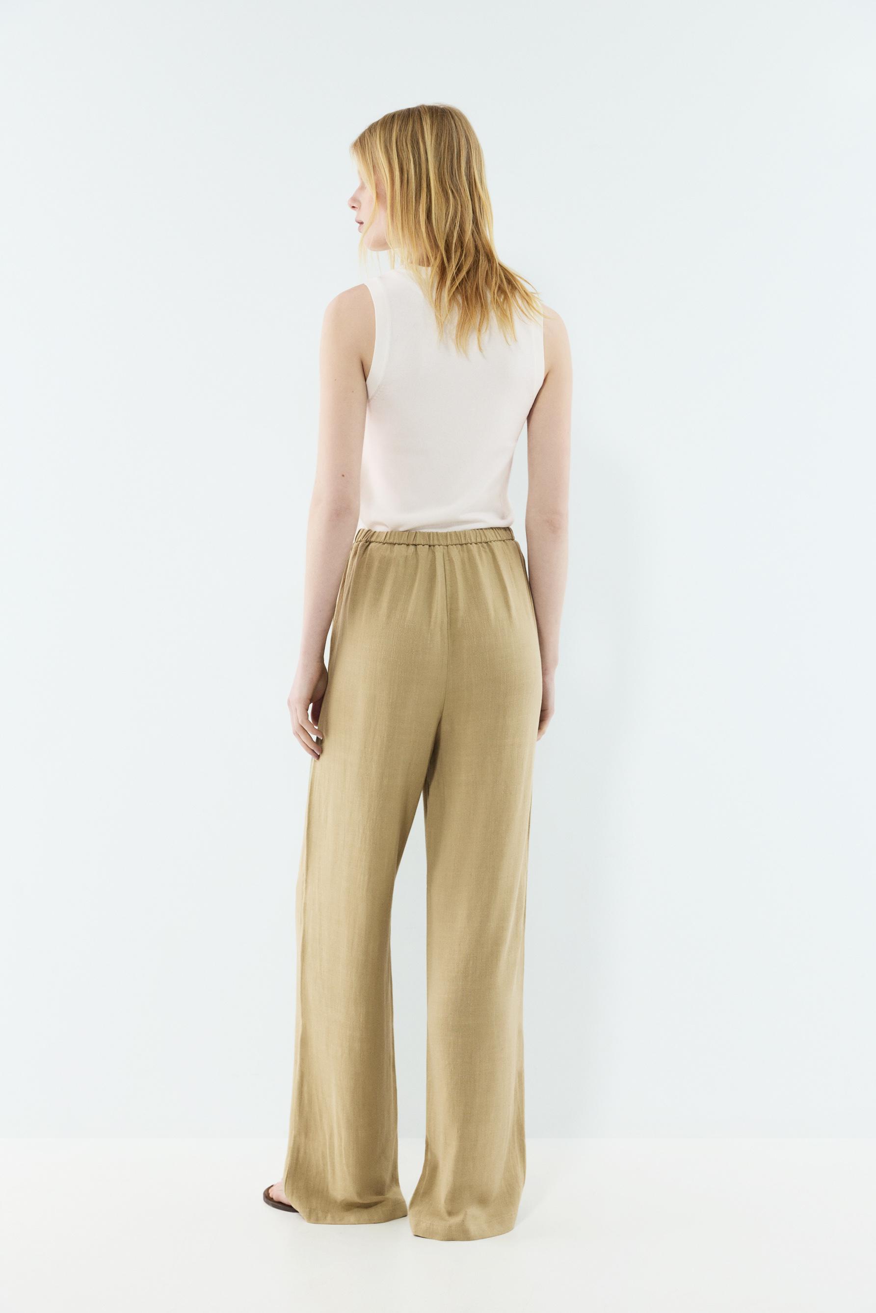 Rustic wide-leg trousers — PALE KHAKI