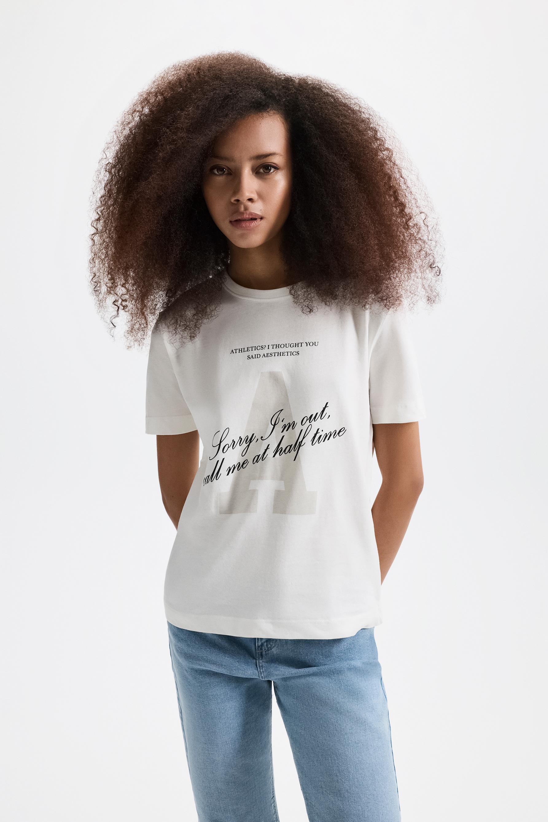 Printed T-shirt — WHITE/GREY