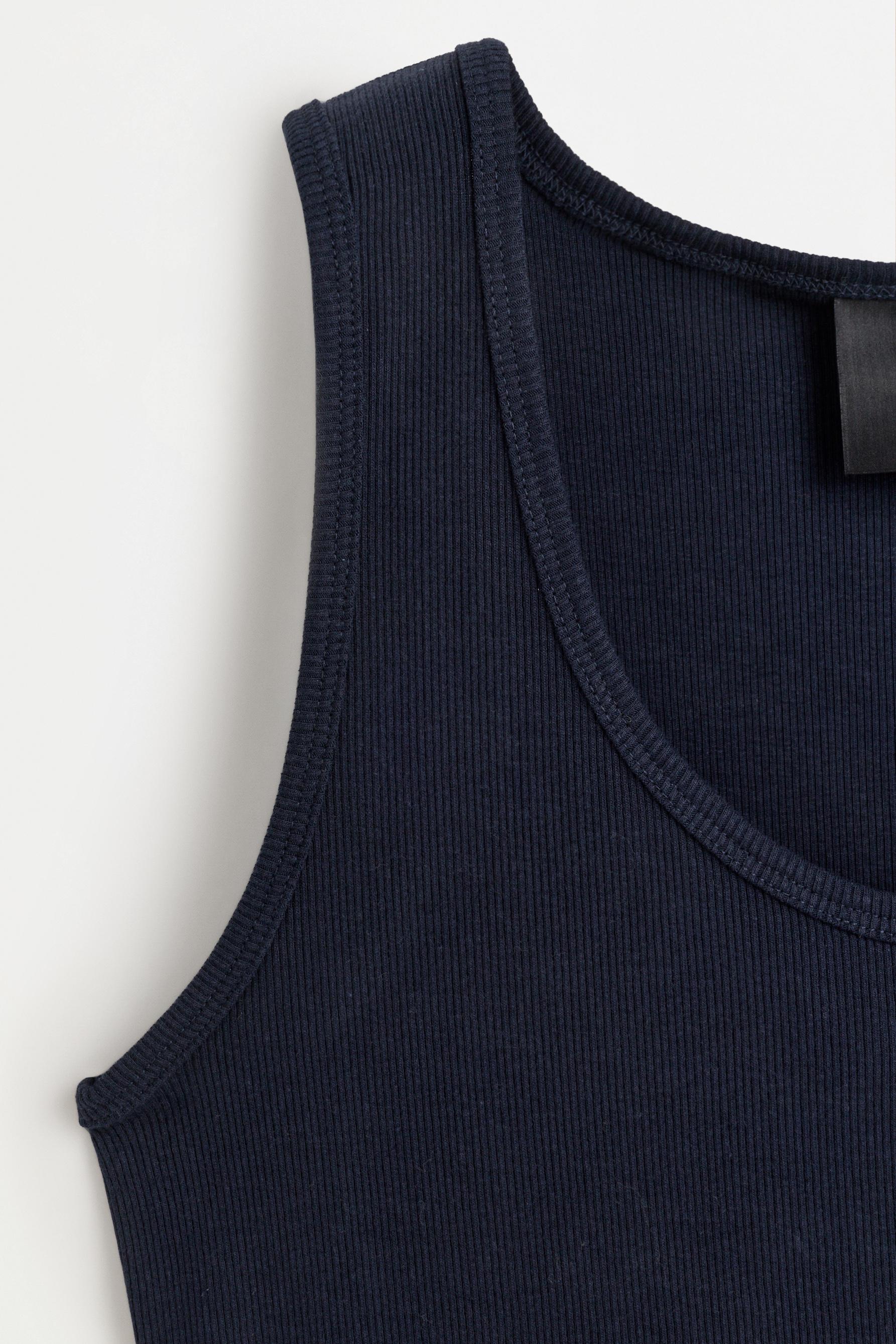 Ribbed midi dress — NAVY