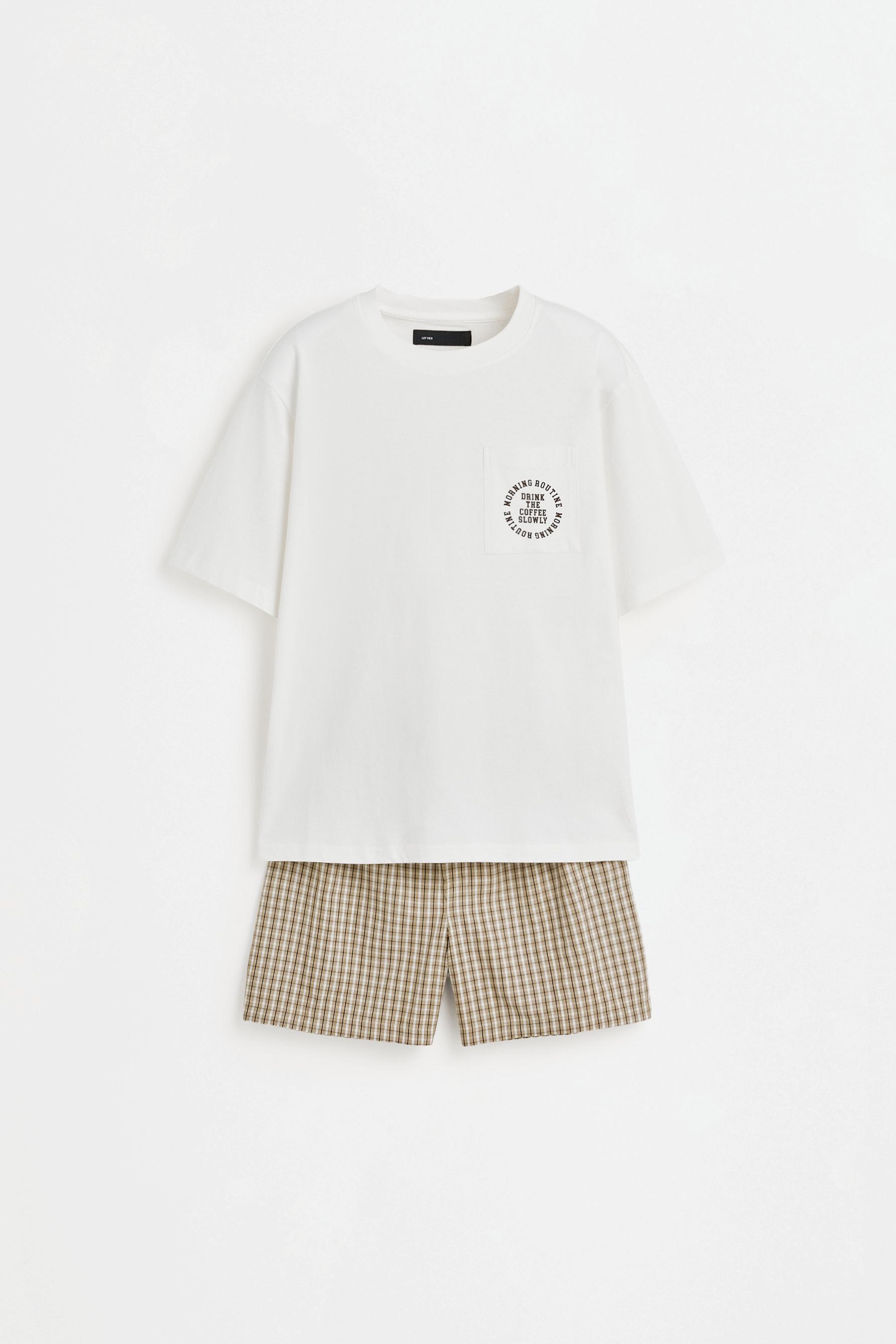 Short pyjamas with pocket — WHITE