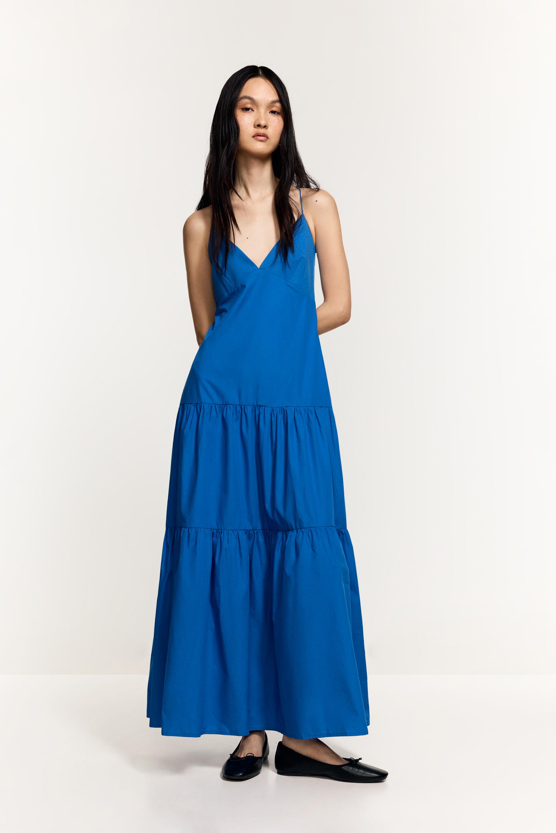 Midi dress with straps — DEEP BLUE