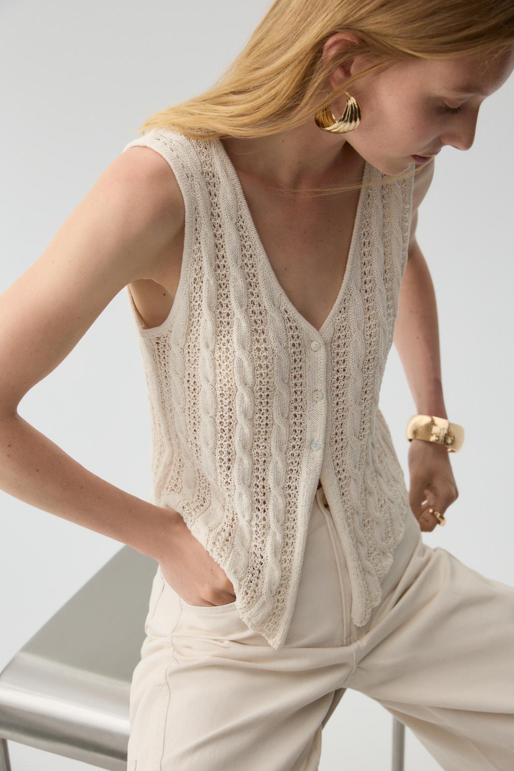 Openwork knit top