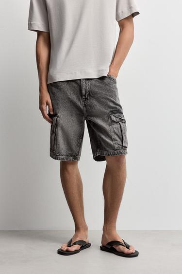 Denim cargo Bermuda shorts — CHARCOAL 2
