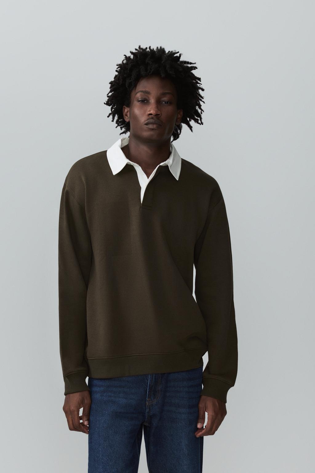 Polo collar sweatshirt