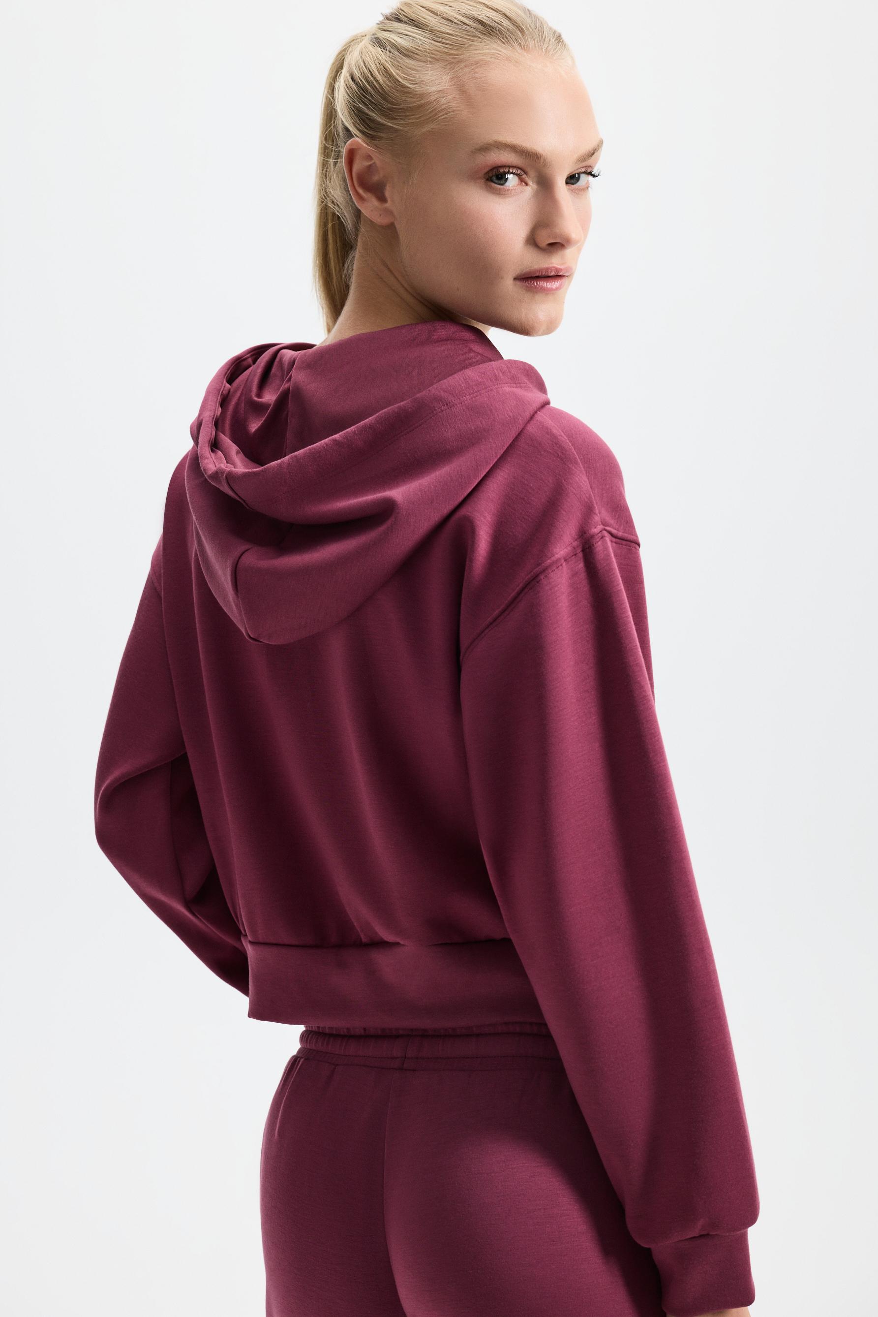 Flowy zip-up sports sweatshirt — DARK PINK