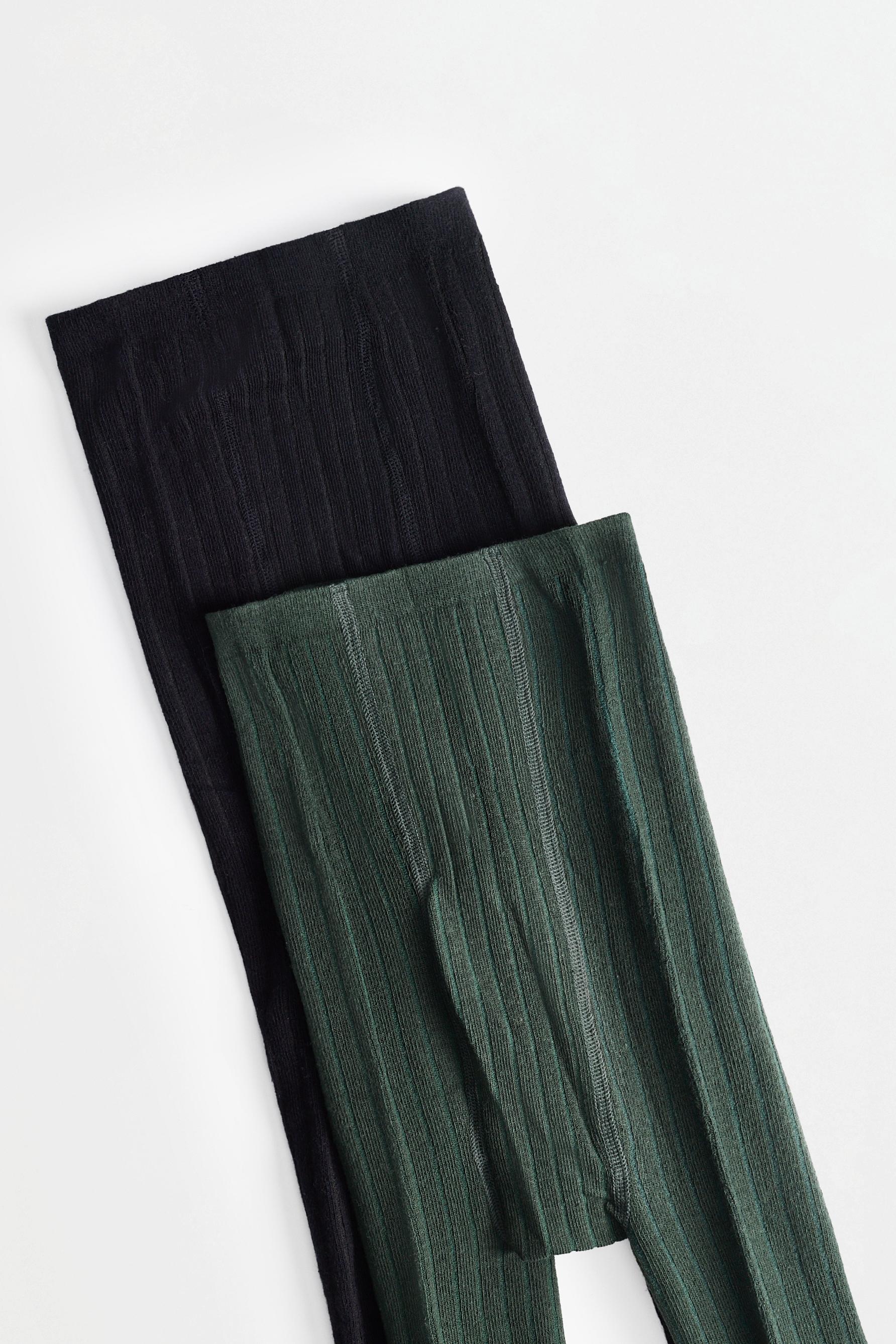 2-pack of ribbed tights — DARK GREEN