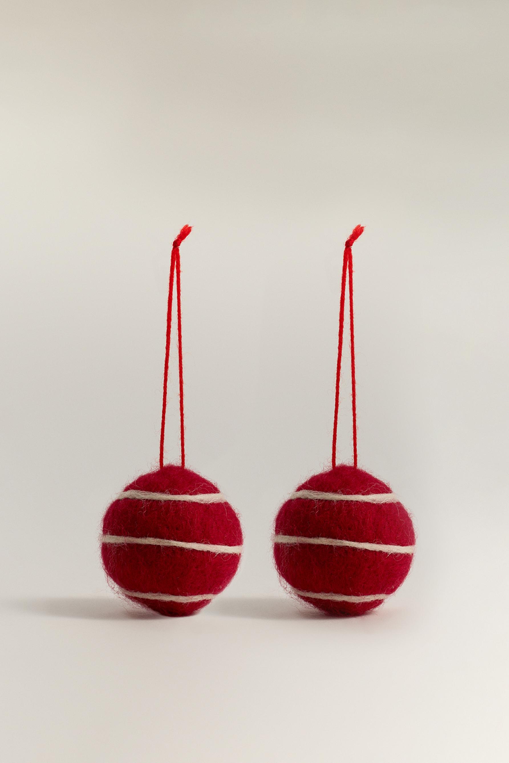 Pack 2 adorno árbol bola franjas color 6 cm