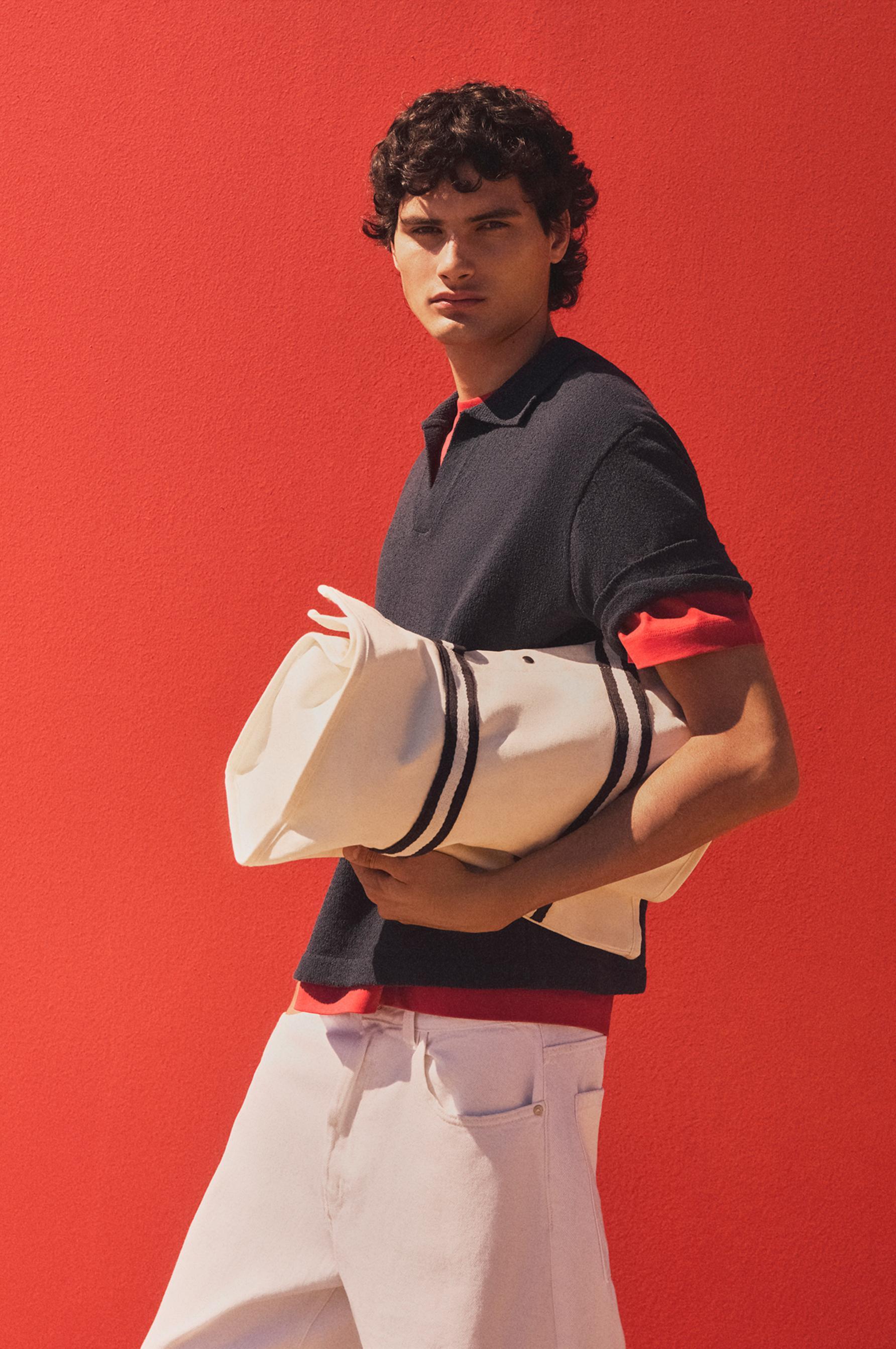 Waffle polo shirt — NAVY