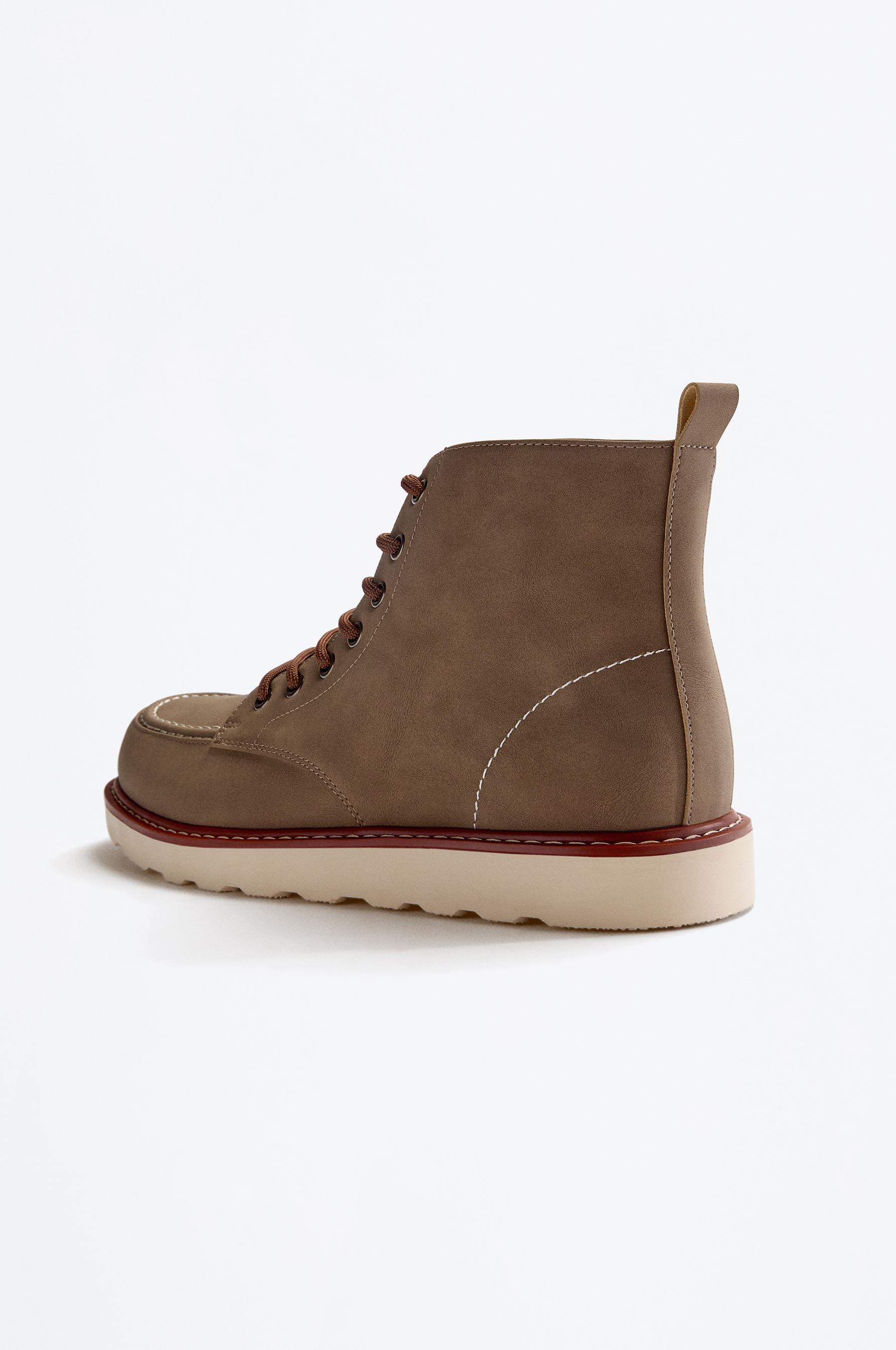 Lace-up dress boot — KHAKI