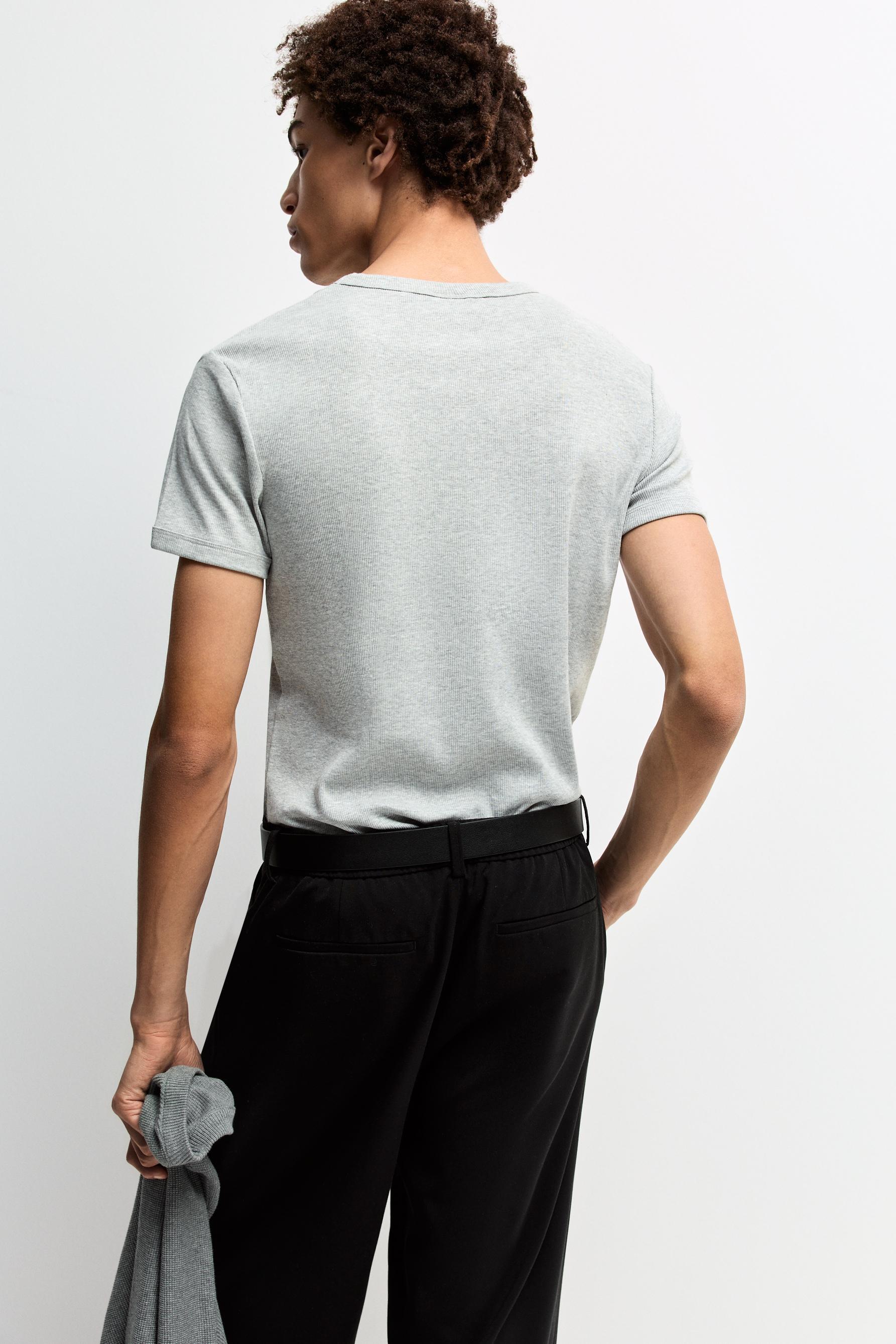 Rib T-shirt — GREY MARL