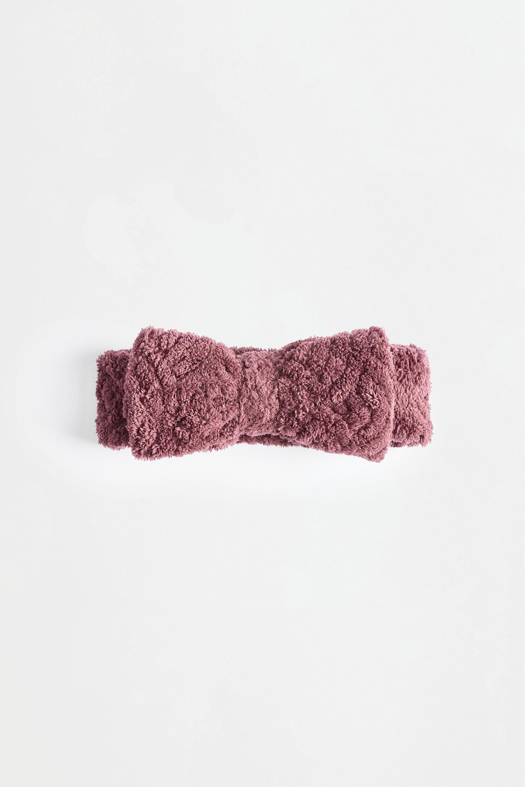 Towel-effect bow headband — BROWN