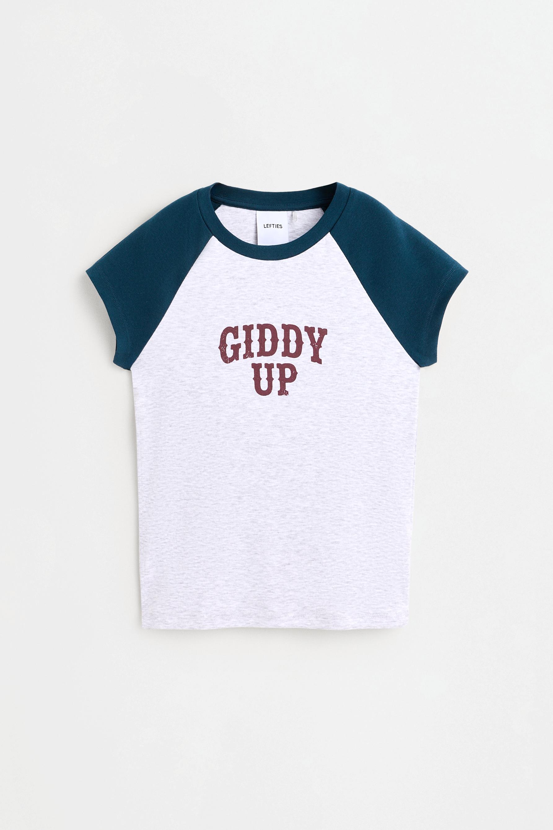 Printed raglan sleeve T-shirt — GREY MARL