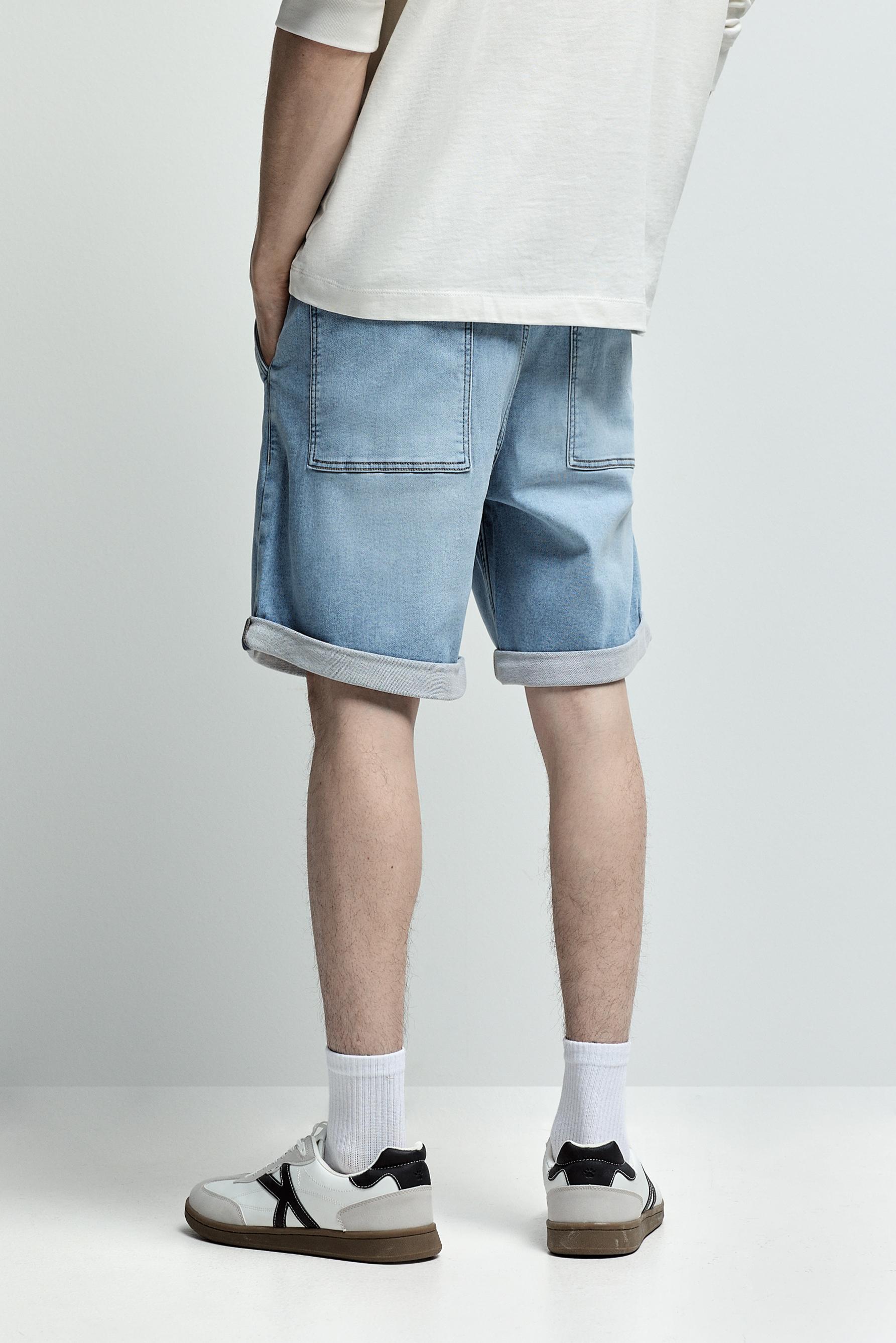 Denim jogger Bermuda shorts — NEON BLUE