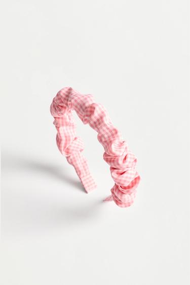 Gingham headband and scrunchies (3-piece set) — PINK 2